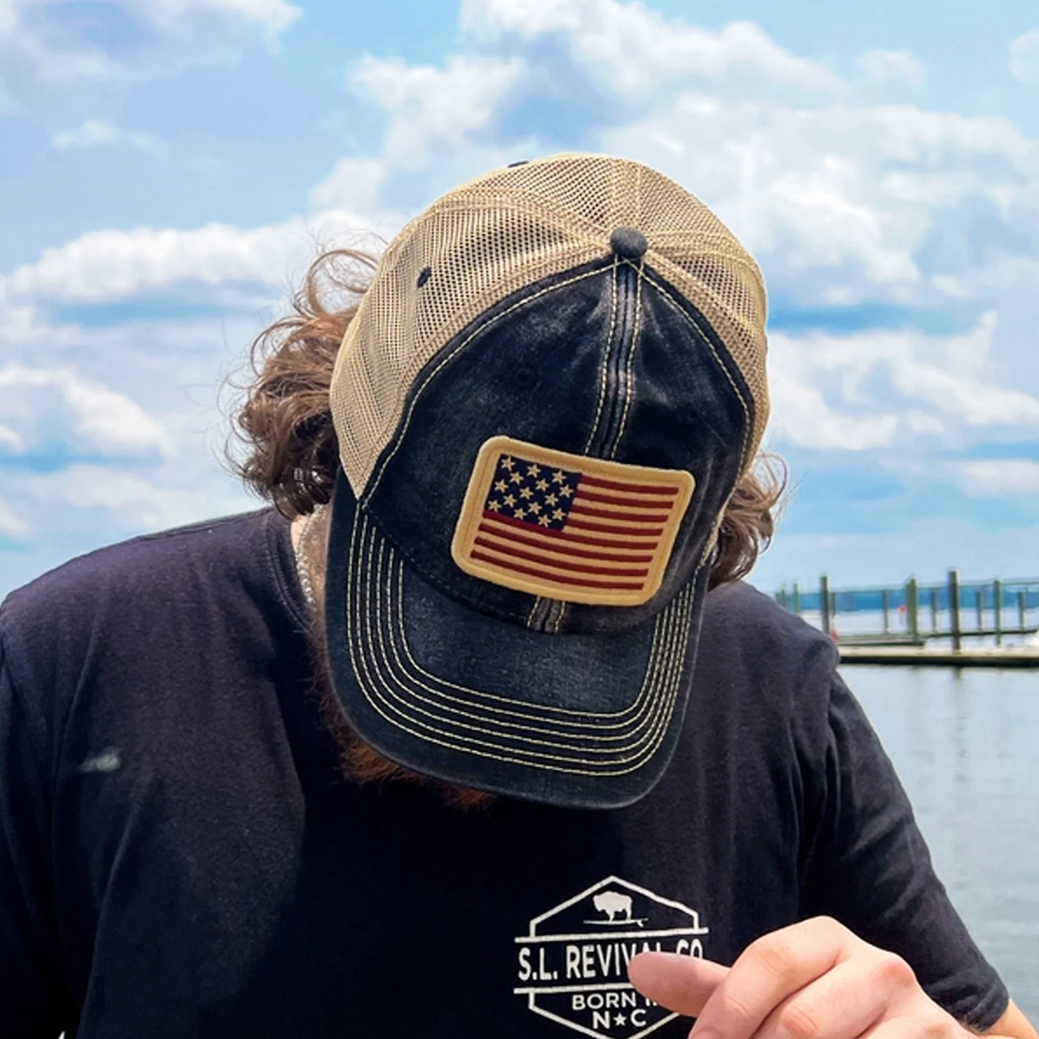 1812 USA Flag Patch Trucker Hat with 15 Stars & 15 Stripes - Image 2