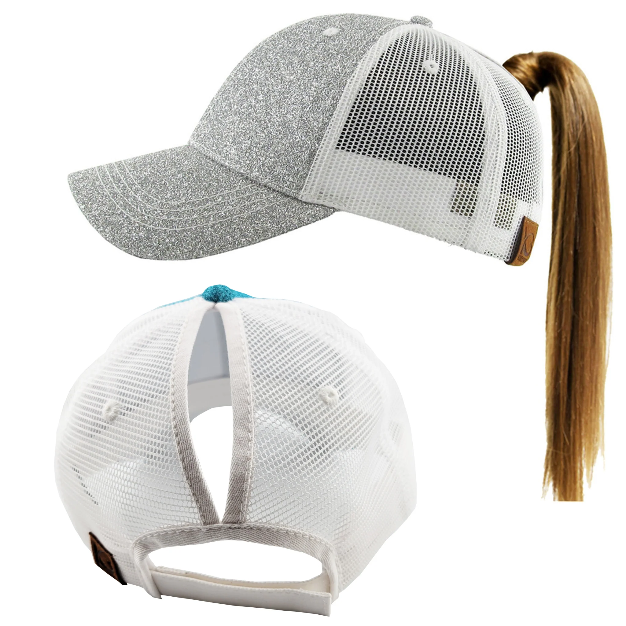 A Little Salty Glitter Ponytail Hat Assorted Colors - Image 3