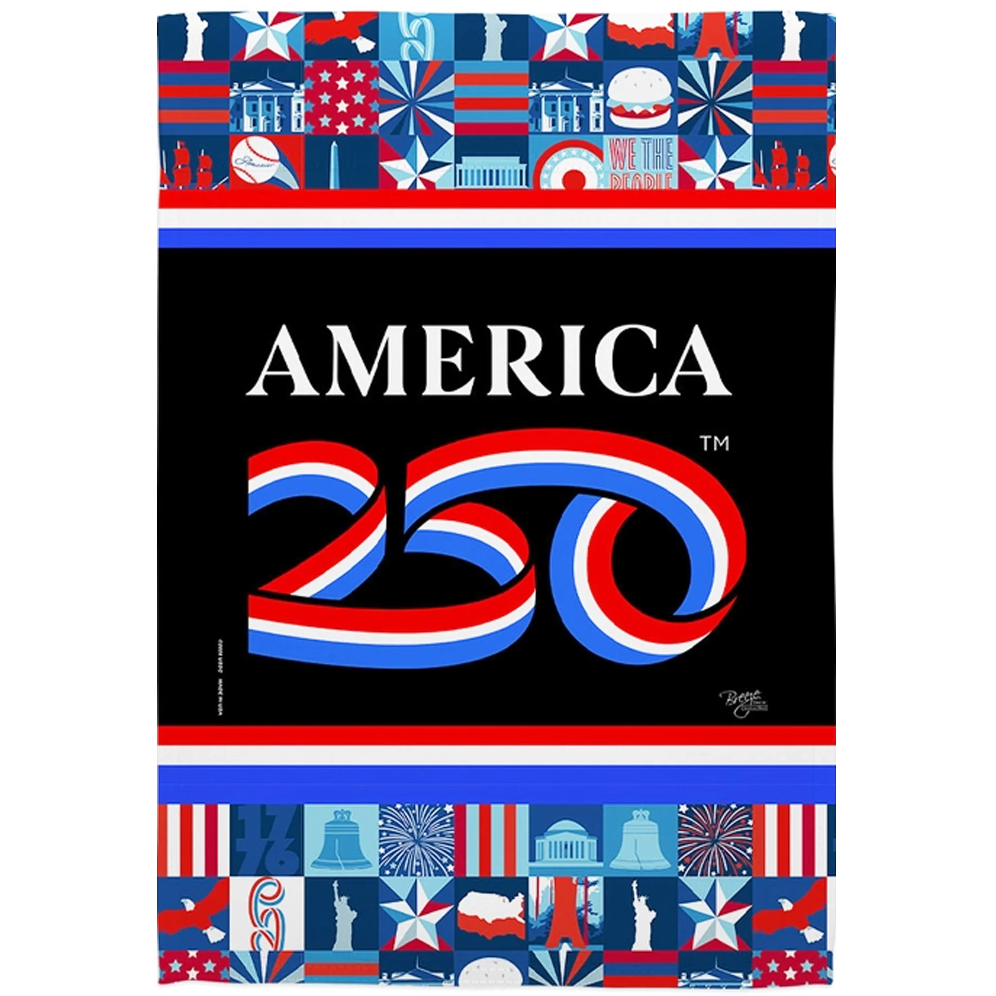 America 250 USA Icons Quilt Style Garden Flag