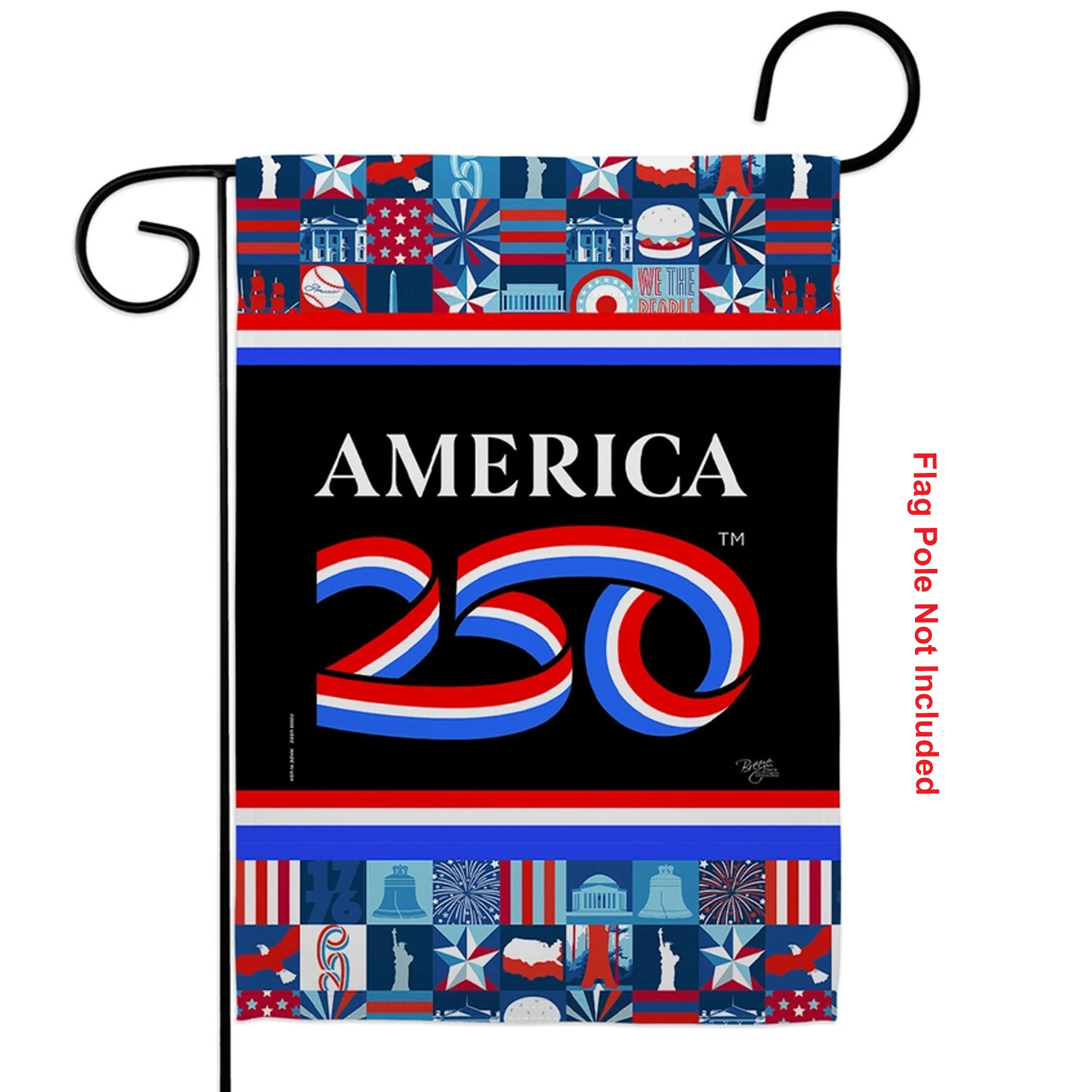 America 250 USA Icons Quilt Style Garden Flag - Image 2