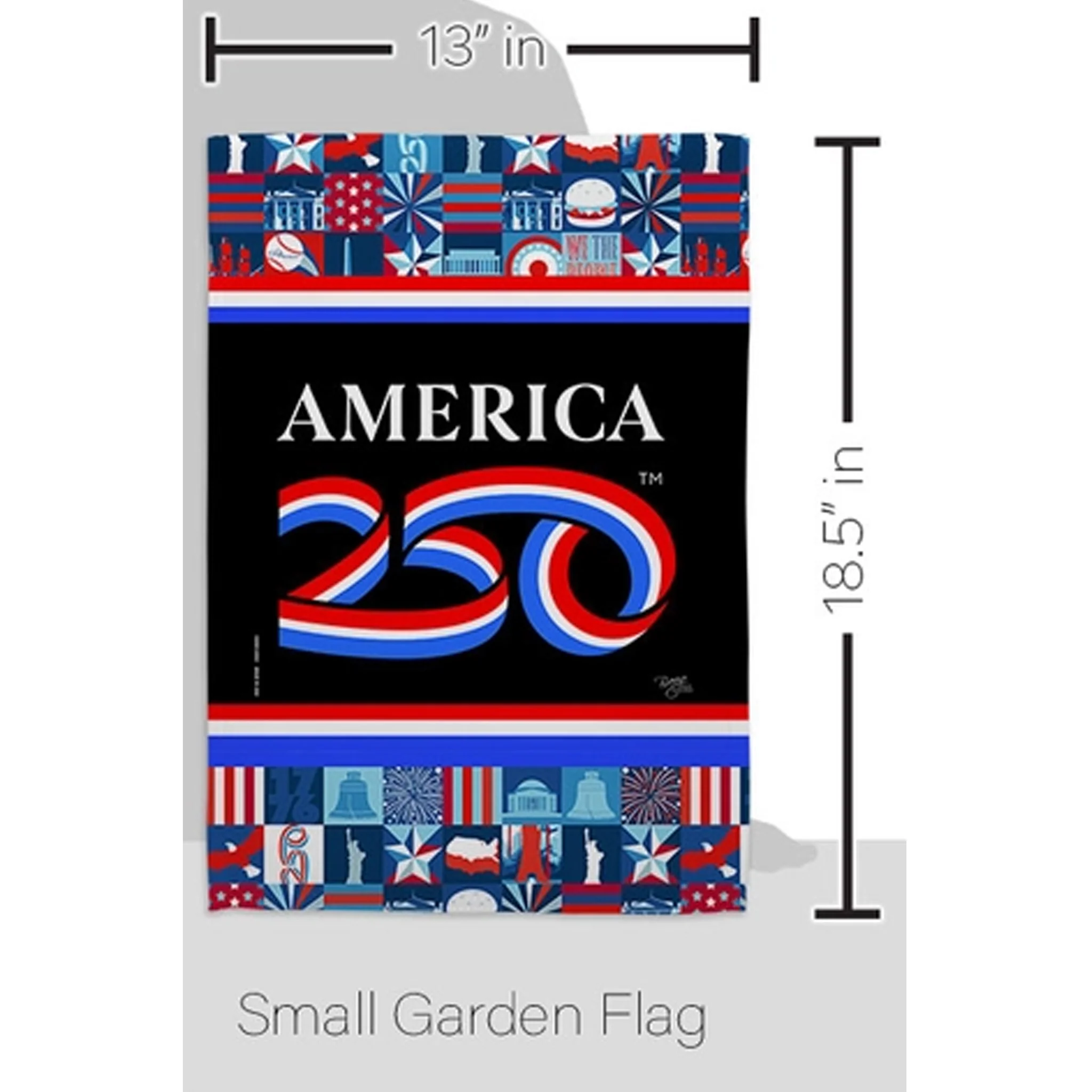 America 250 USA Icons Quilt Style Garden Flag - Image 3