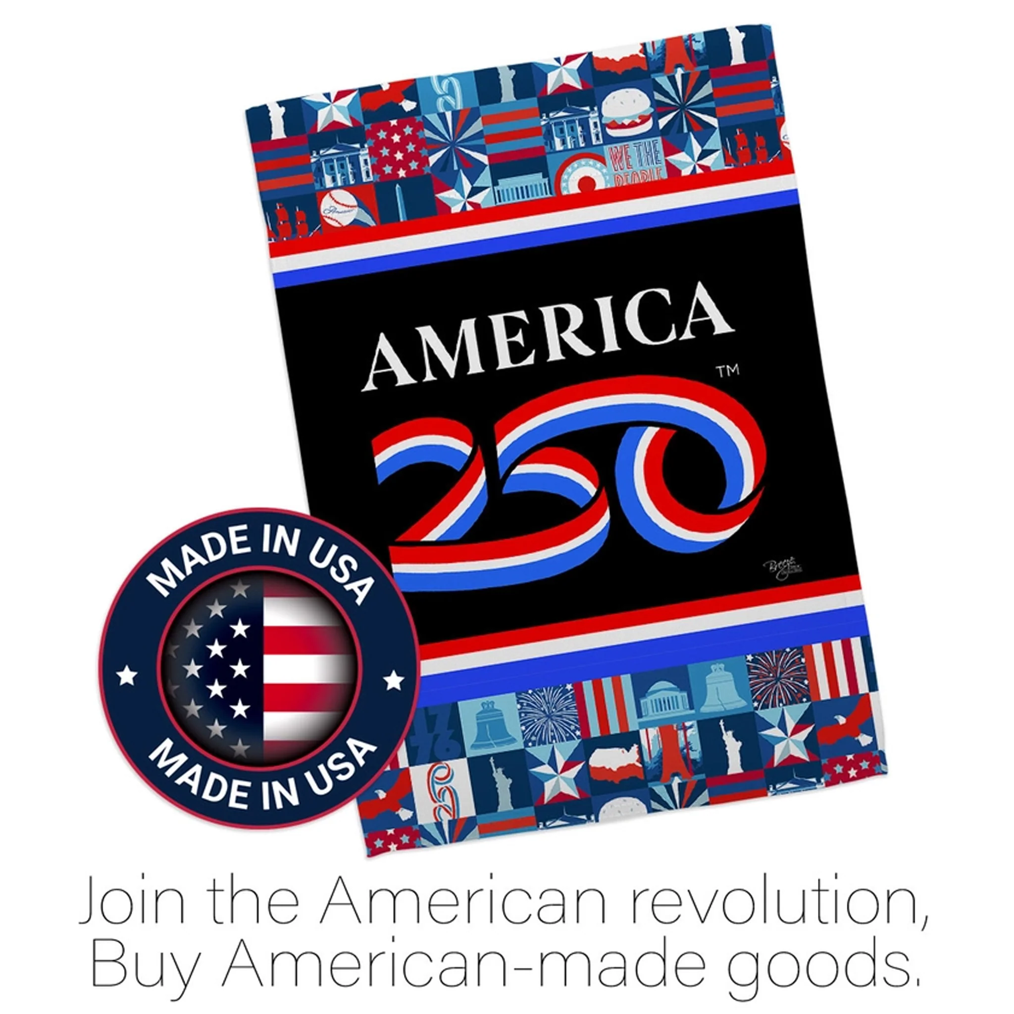 America 250 USA Icons Quilt Style Garden Flag - Image 4