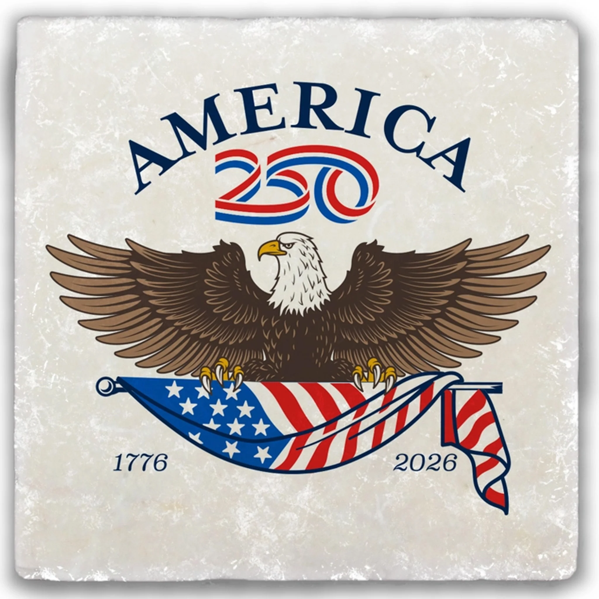 America 250th Birthday Eagle & Flag Stone Drink Coaster