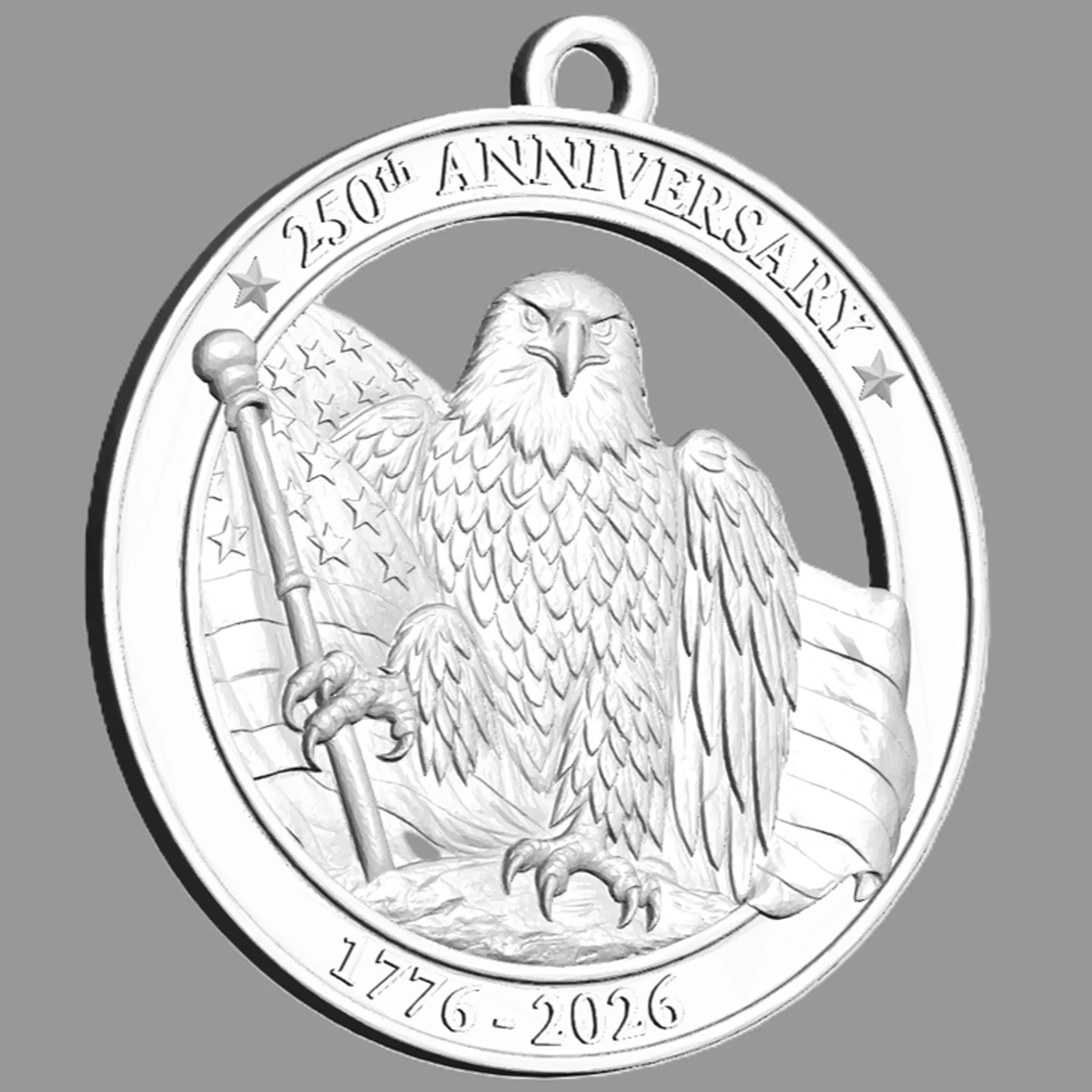 American Eagle and Flag 250th Anniversary Pewter Ornament - Image 3