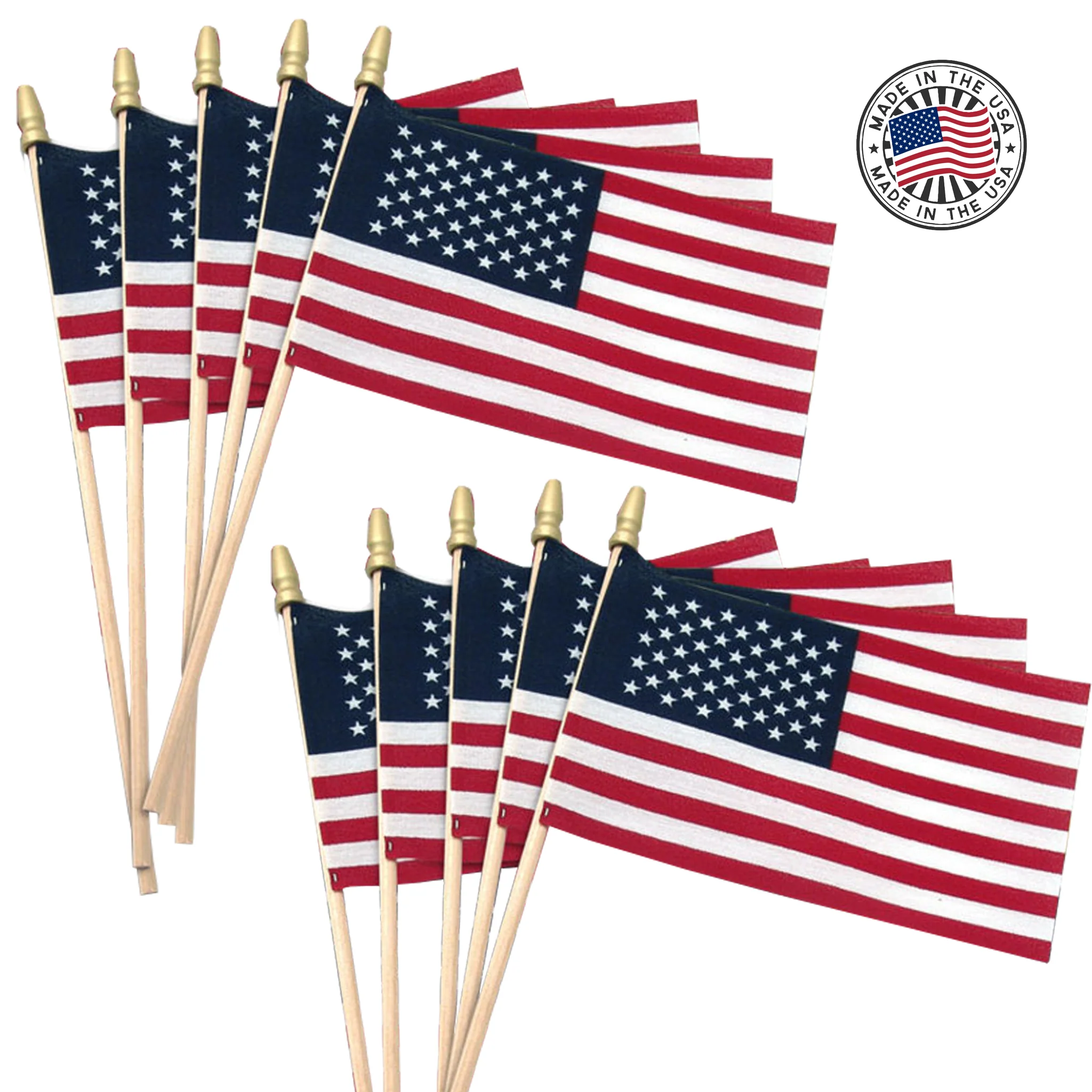 American Flag 4"x6" Mini On Wood Stick - Image 3