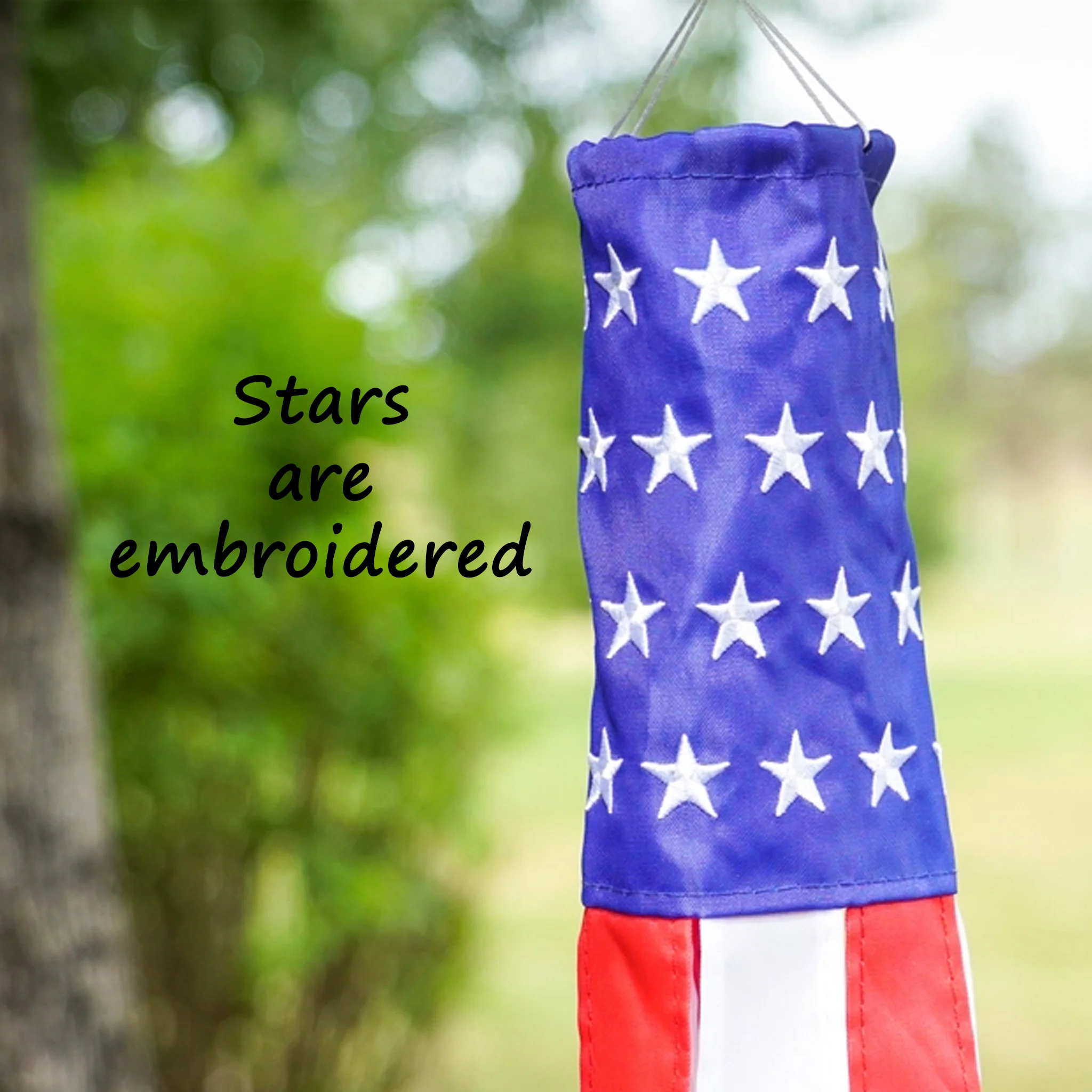 American Flag Embroidered 18" Mini Windsock - Image 2