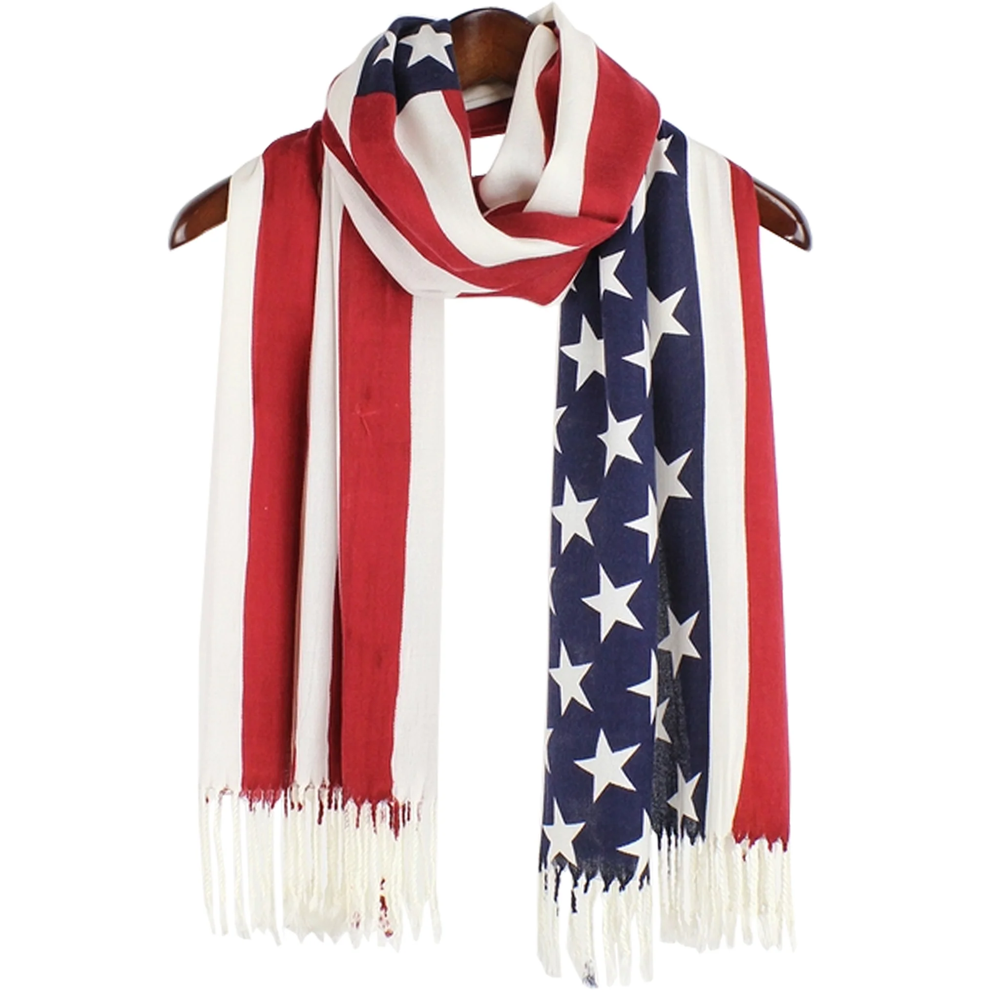 American Flag Pashmina Scarf With Fringe