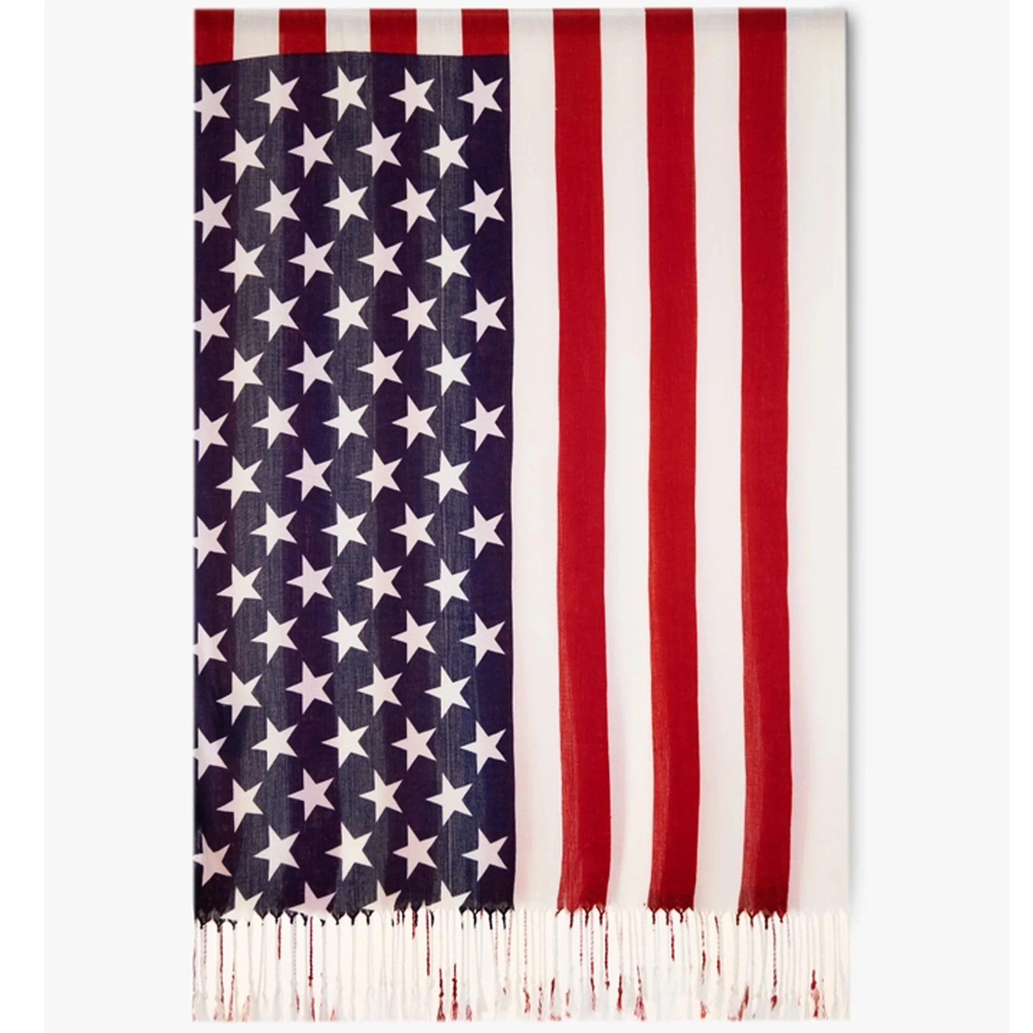 American Flag Pashmina Scarf With Fringe - Image 2