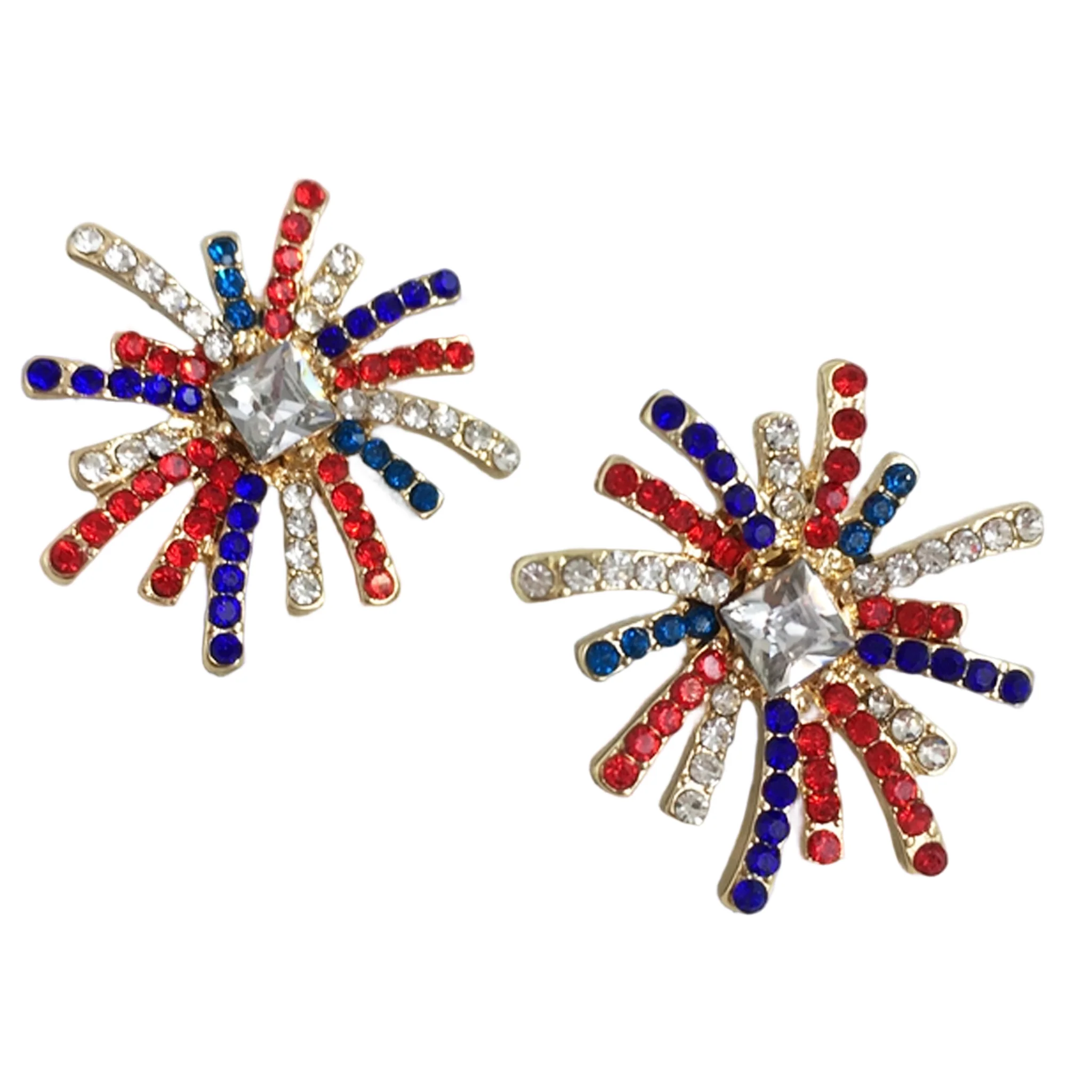 Americana Red White Blue Rhinestone Earrings Assorted - Image 4