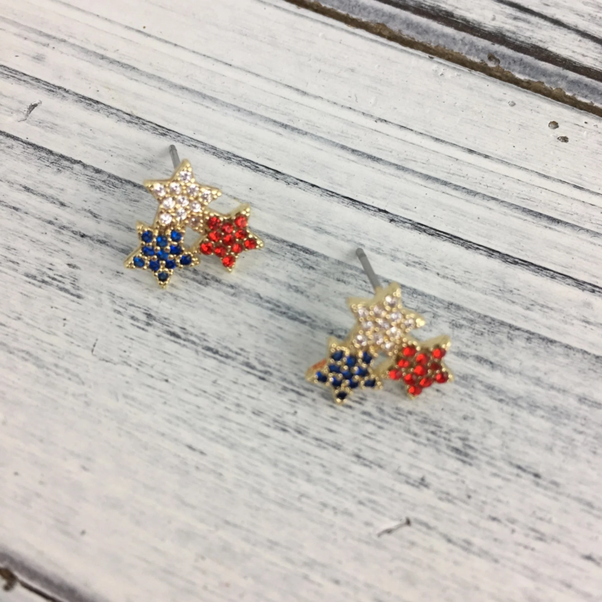 Americana Red White Blue Rhinestone Earrings Assorted - Image 9