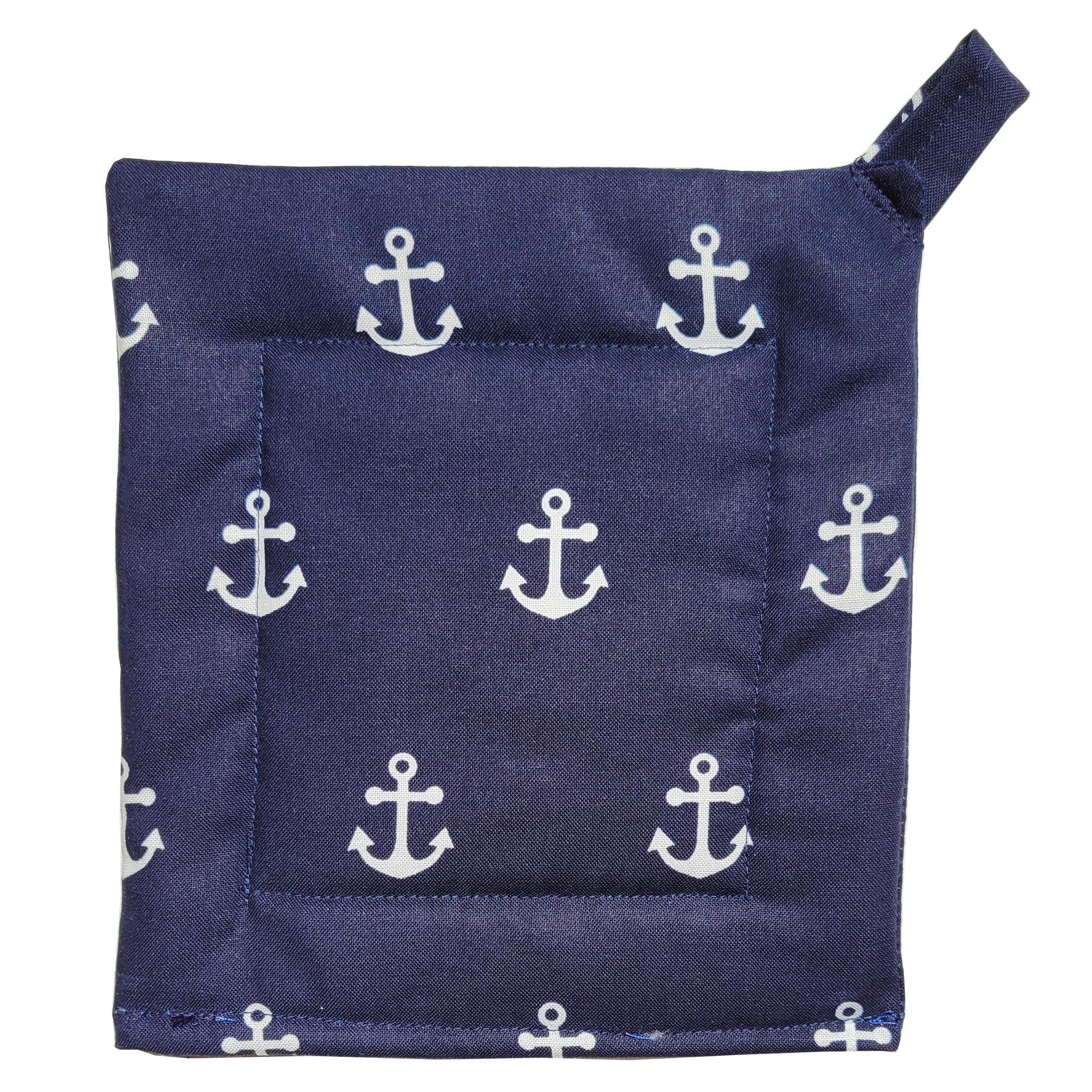 Anchors on Navy Blue Potholder