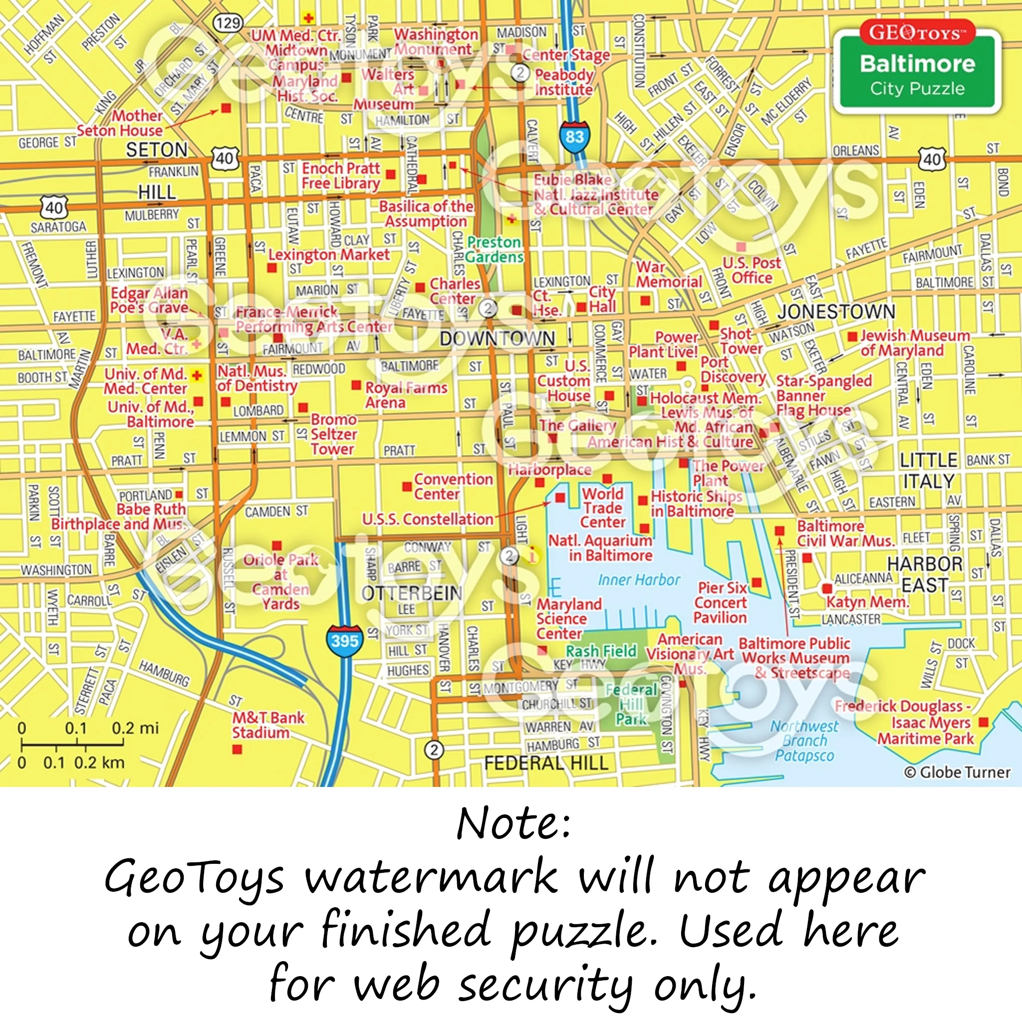 Baltimore City Map Magnetic 100 Piece Puzzle - Image 2