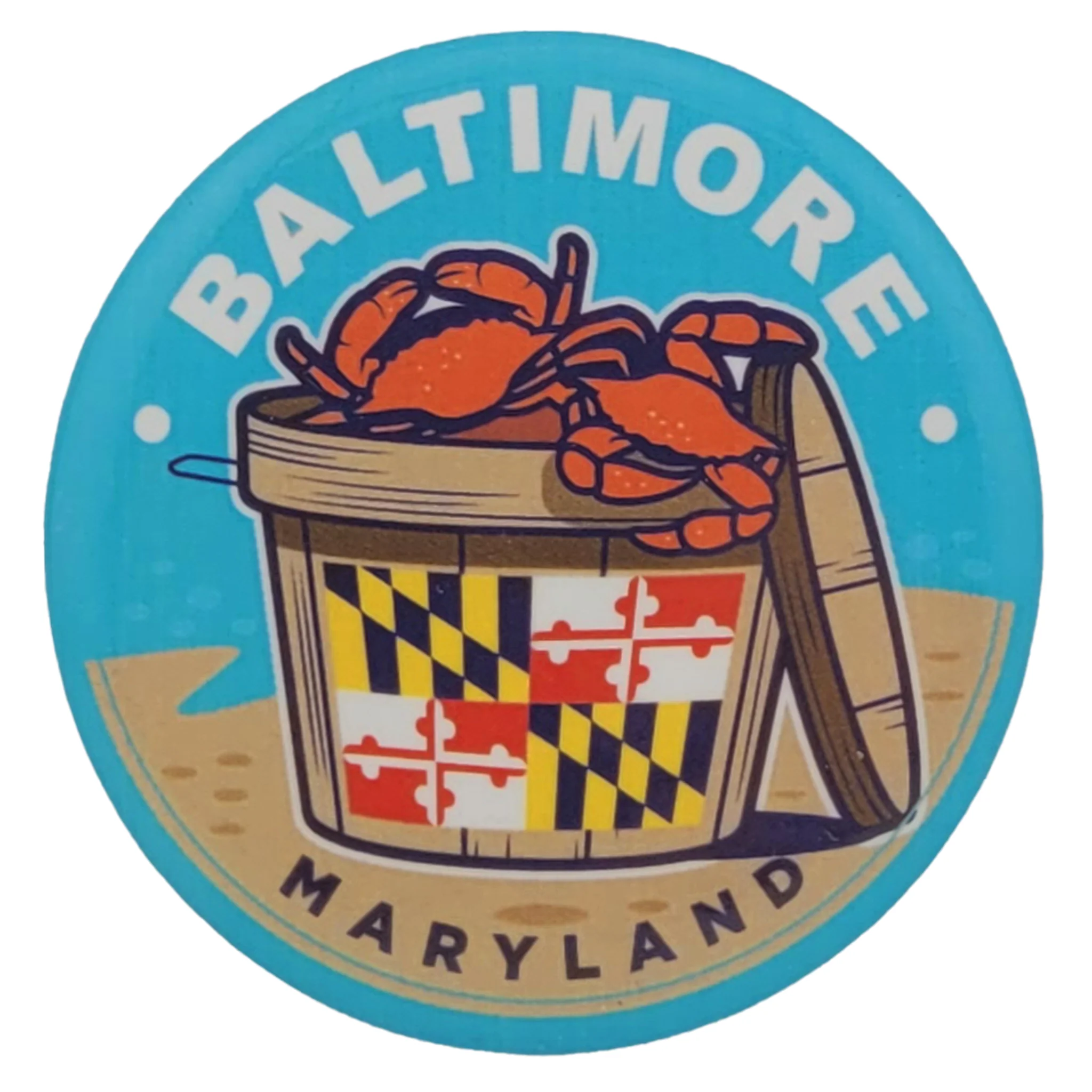 Baltimore Maryland Crab Bushel Button Magnet