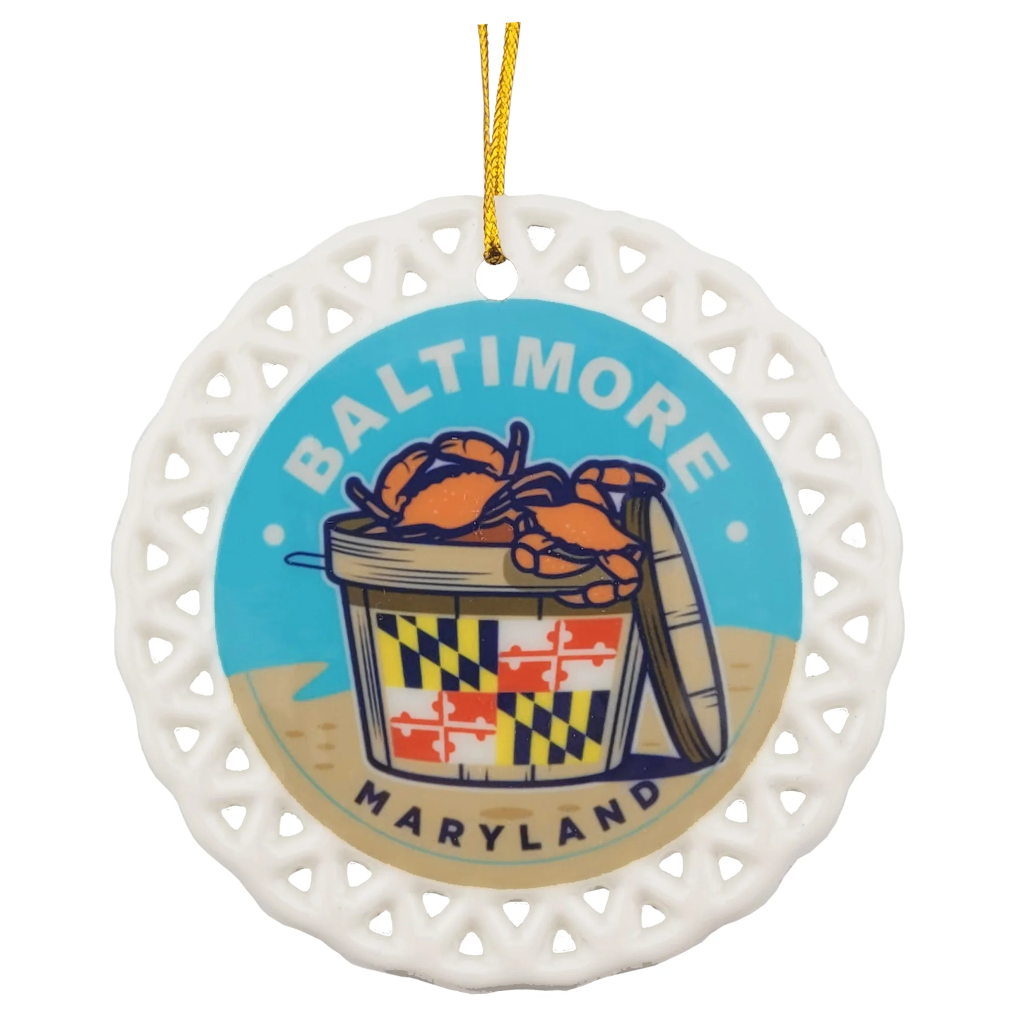Baltimore Maryland Crab Bushel Porcelain Ornament