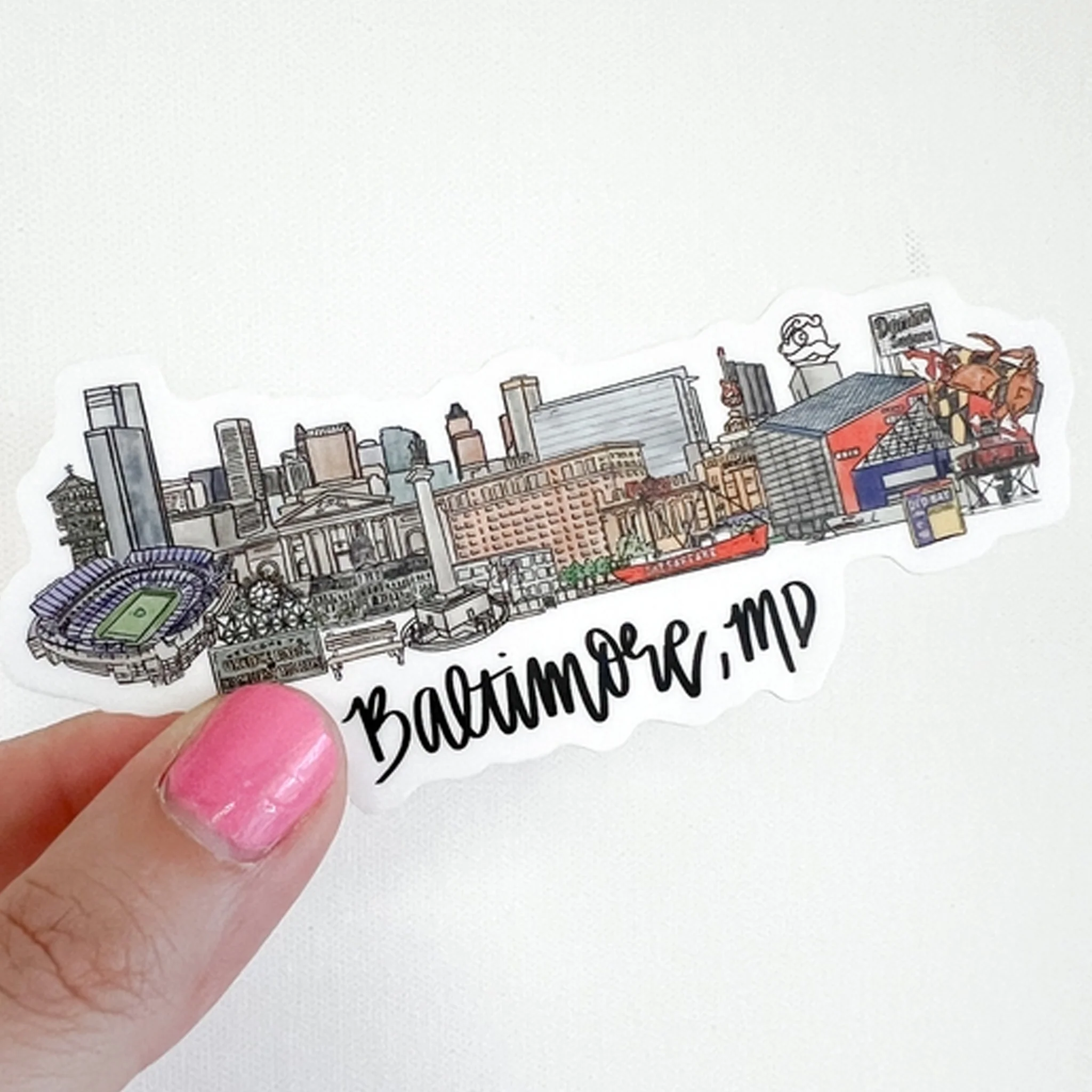 Baltimore Maryland Skyline Vinyl Sticker - Image 2