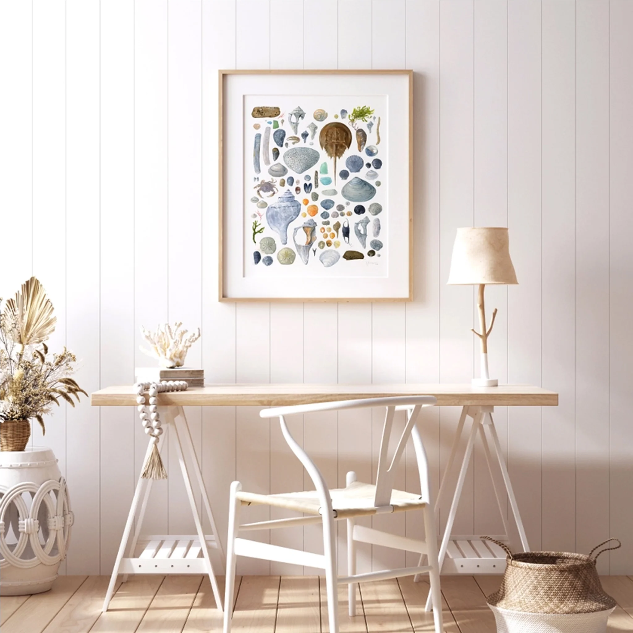 Beachcombing Shells Watercolor Art Print - Matted - Image 4