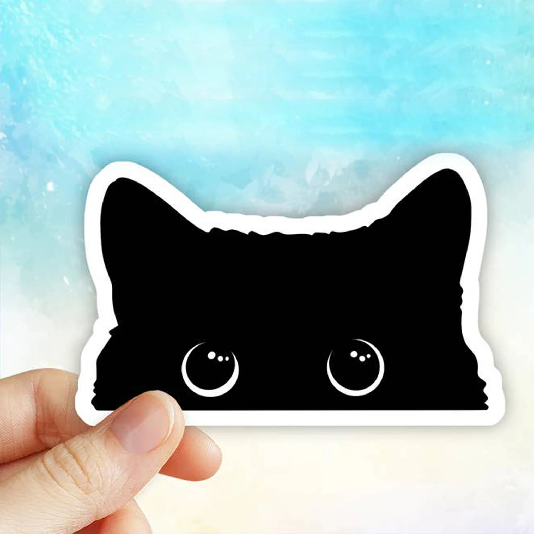 Black Cat Peeking Vinyl Sticker - Image 2