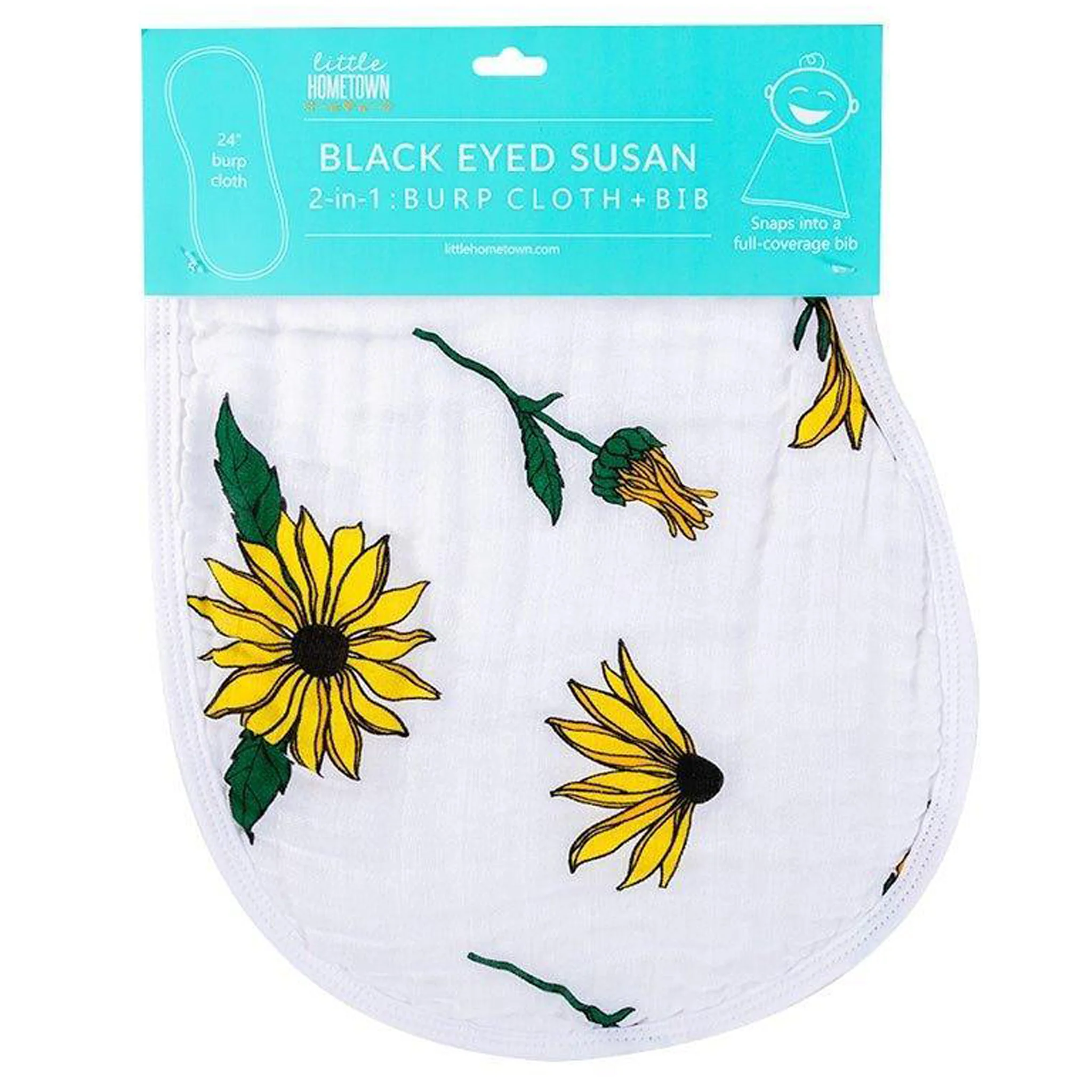 Black Eyed Susan Baby 2-in-1 Burp Cloth and Bib