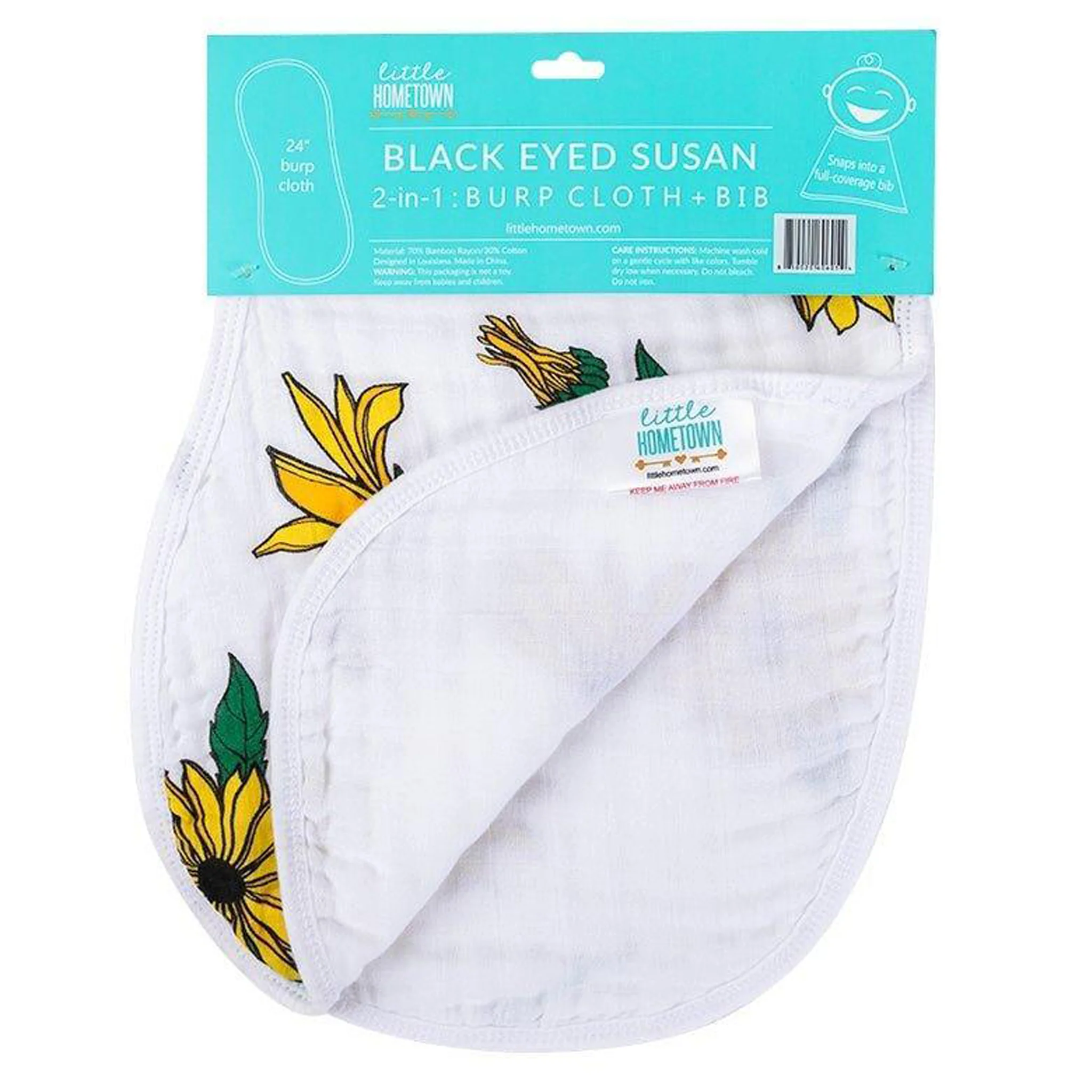 Black Eyed Susan Baby 2-in-1 Burp Cloth and Bib - Image 5