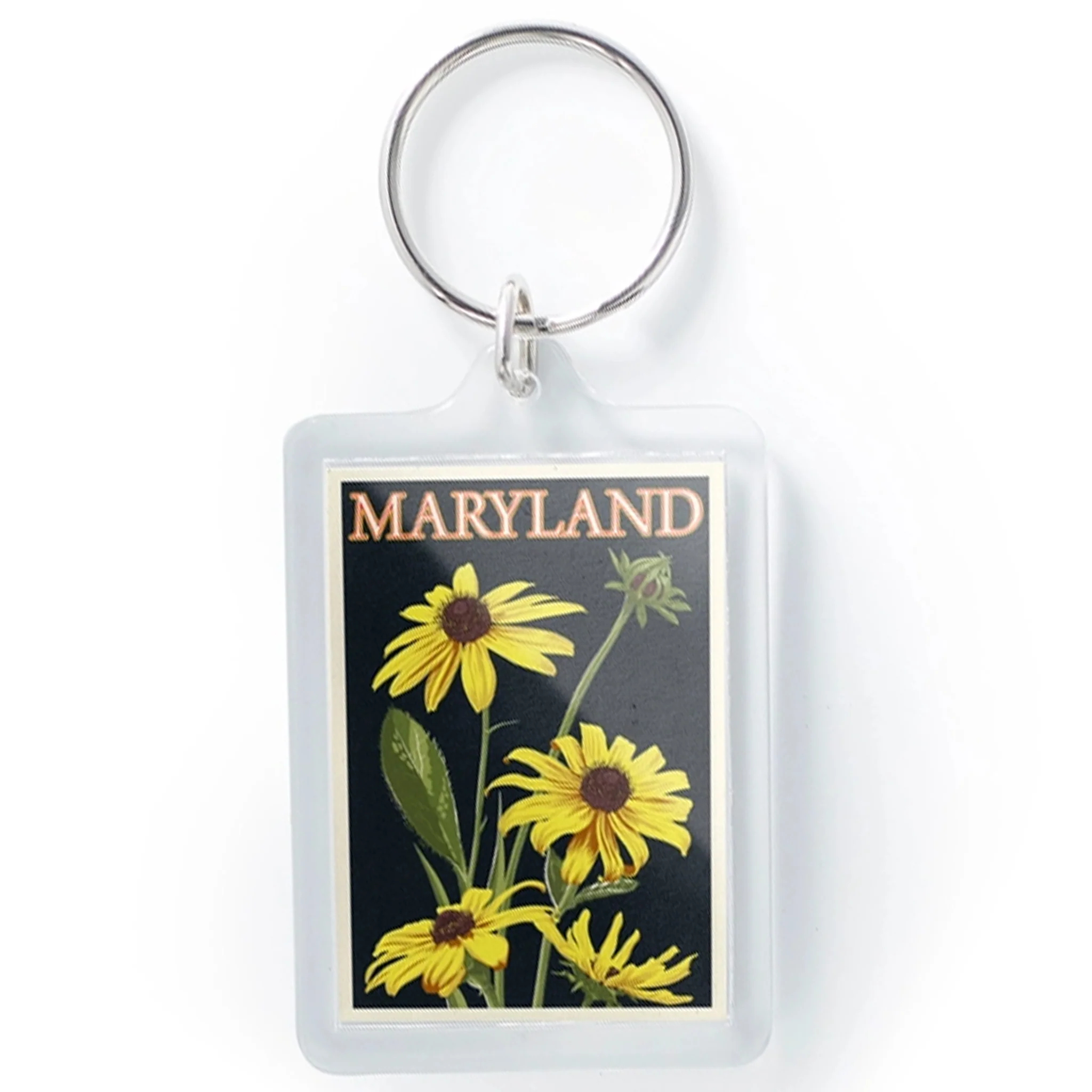 Black Eyed Susan Maryland Lucite Keychain