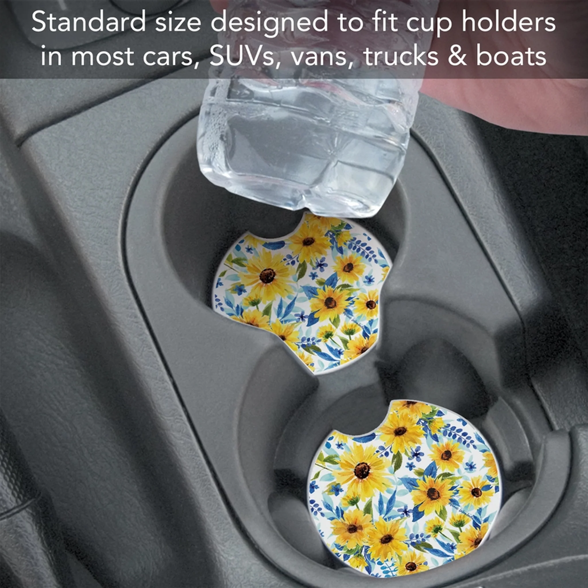 Black Eyed Susans Absorbent Stone Car Coaster - Image 2