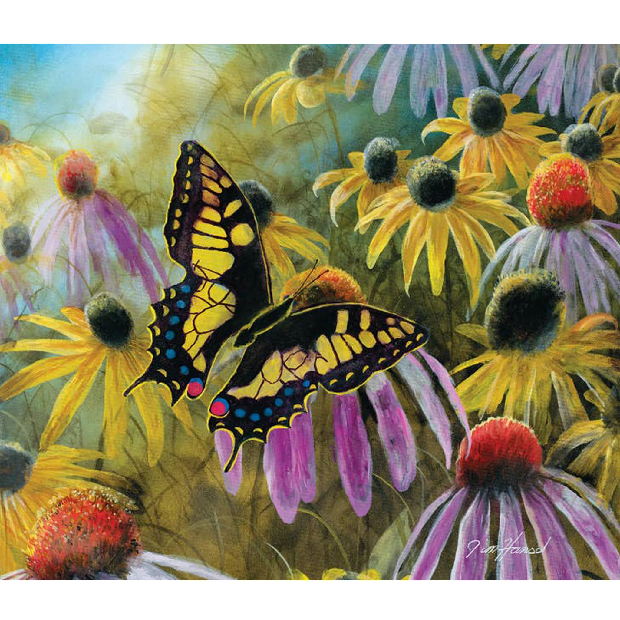 Black-Eyed Susans & Swallowtail Butterfly 550 Piece Puzzle - Image 2