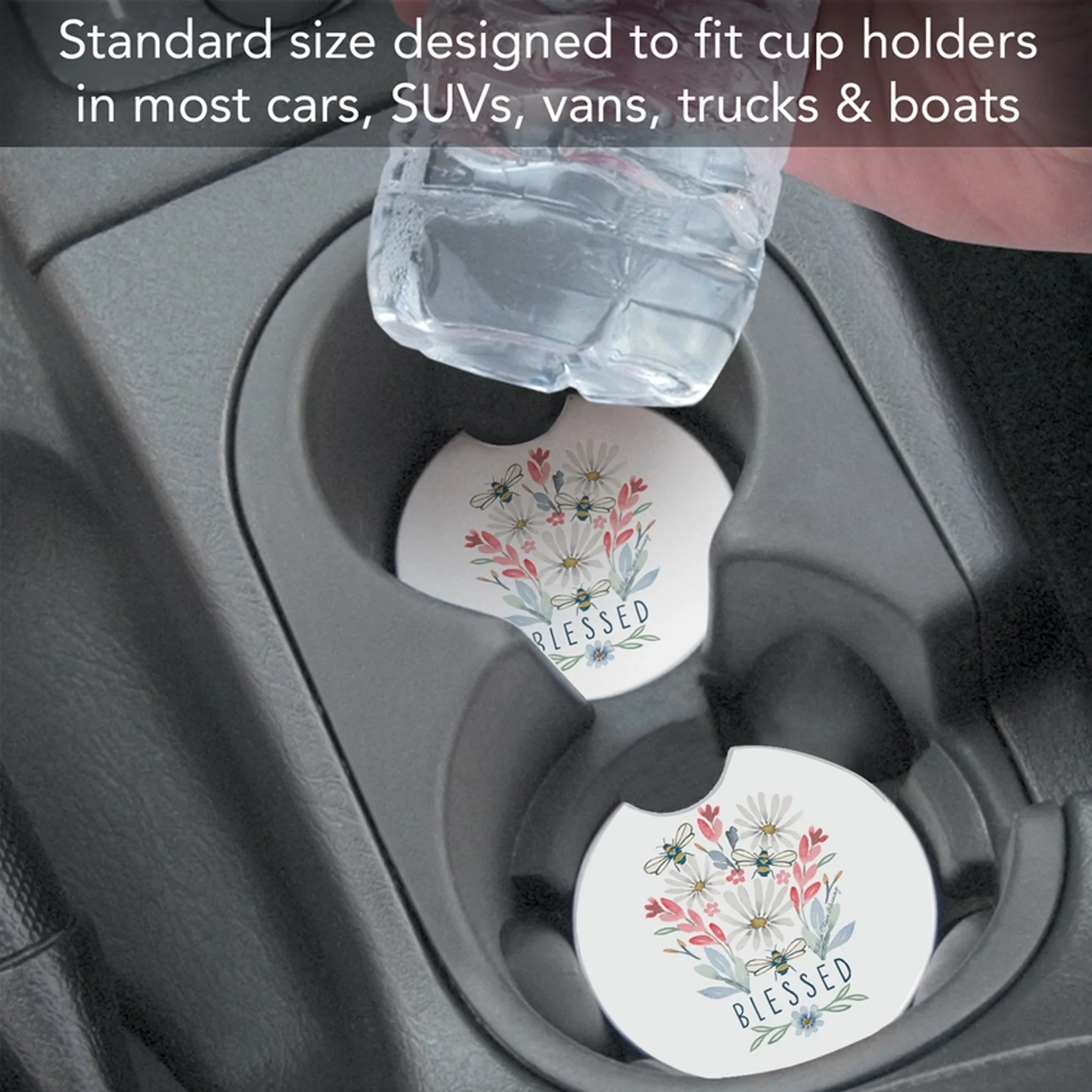 Blessed Bouquet Absorbent Stone Car Coaster - Image 2
