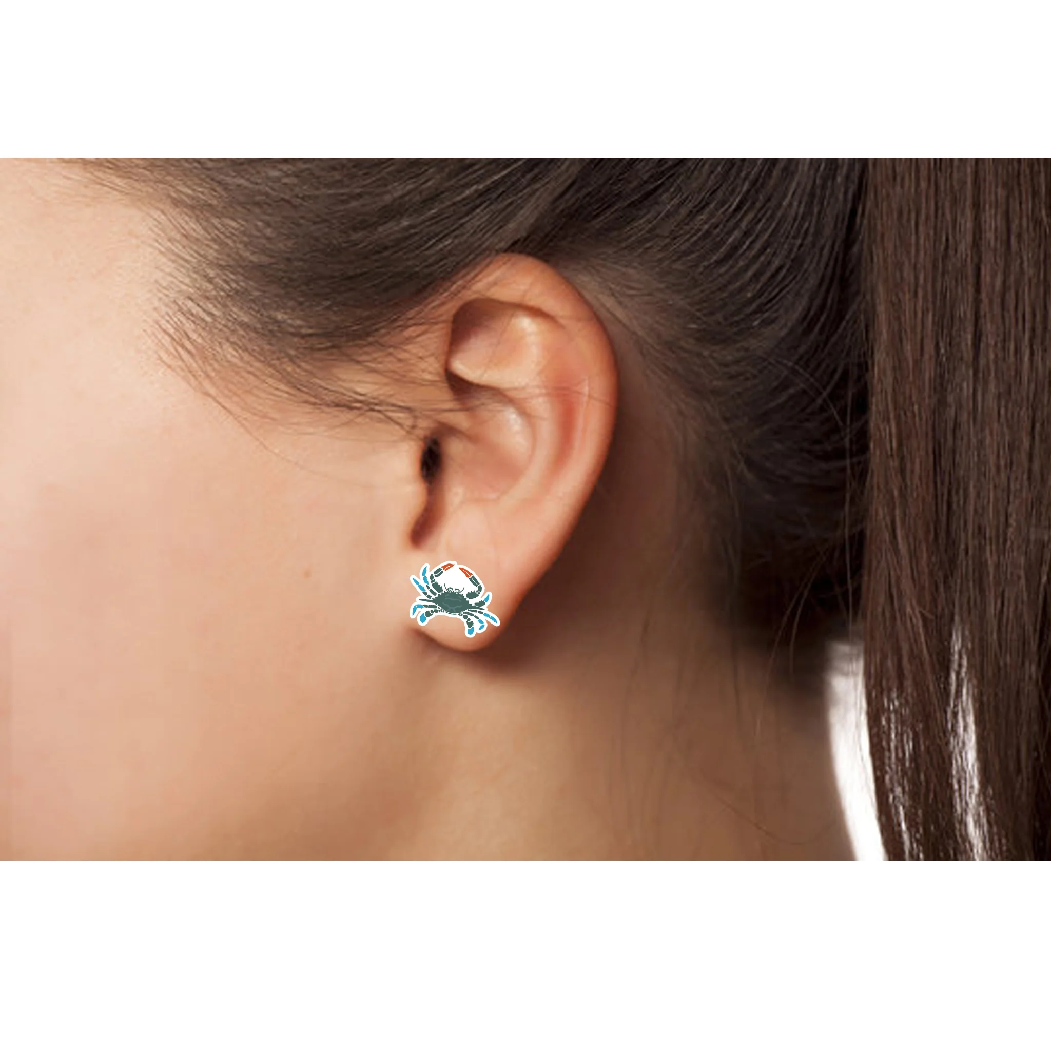 Blue & Green Crab - Post Earrings - Image 2