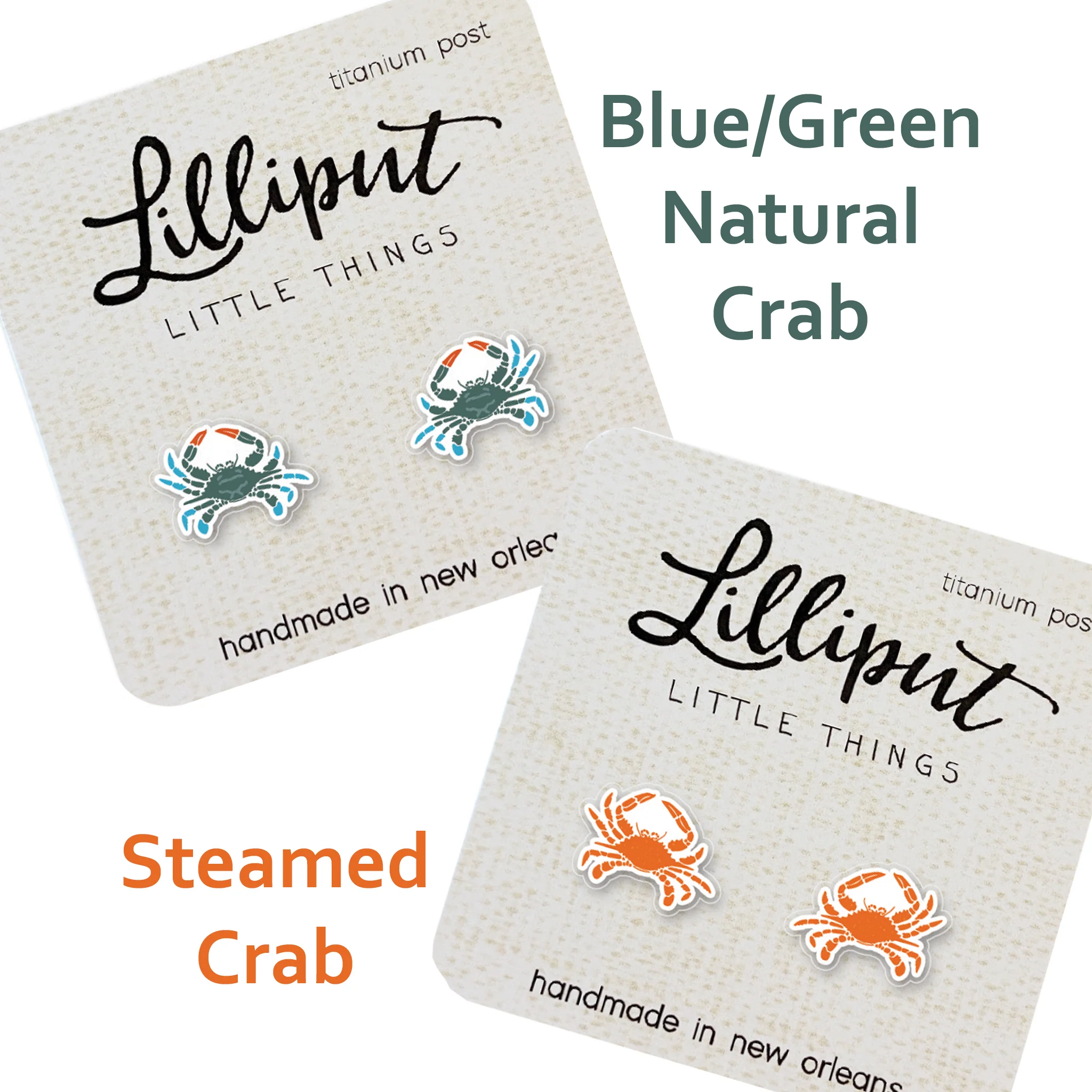 Blue & Green Crab - Post Earrings - Image 3