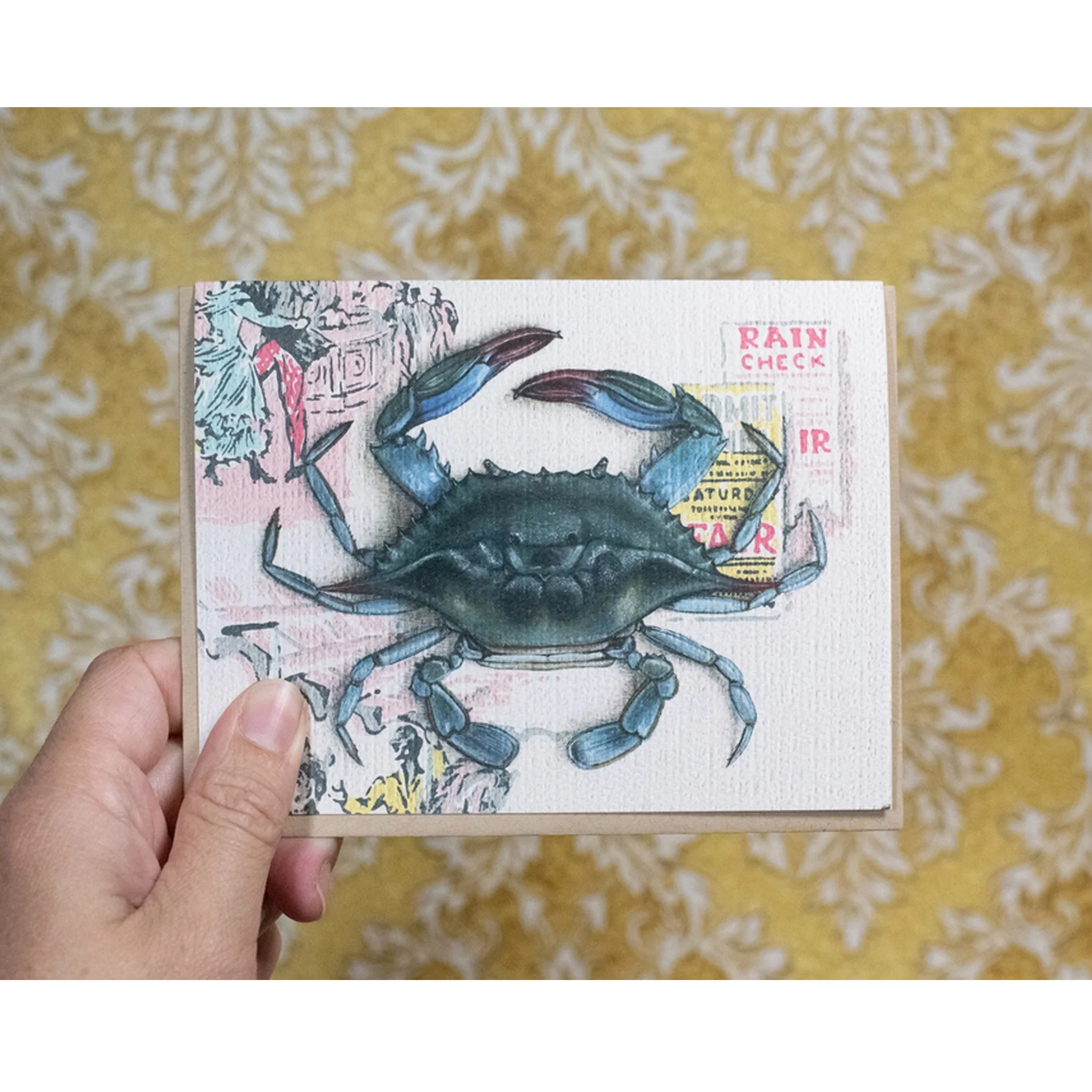 Blue Crab Art Textured Notecard - Image 2