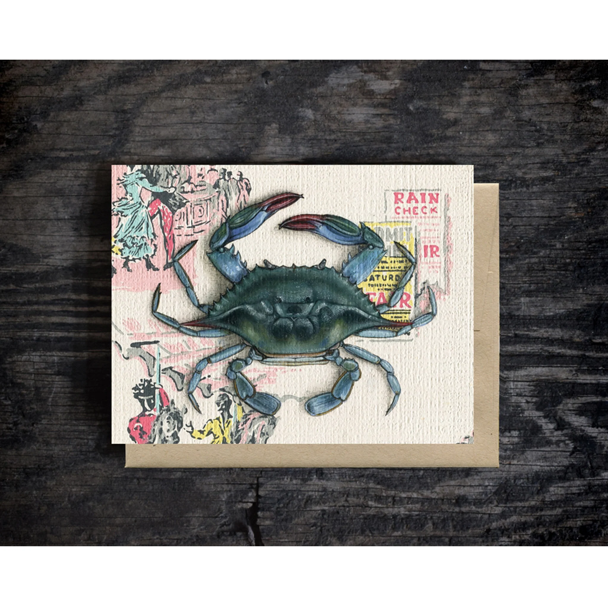 Blue Crab Art Textured Notecard - Image 3