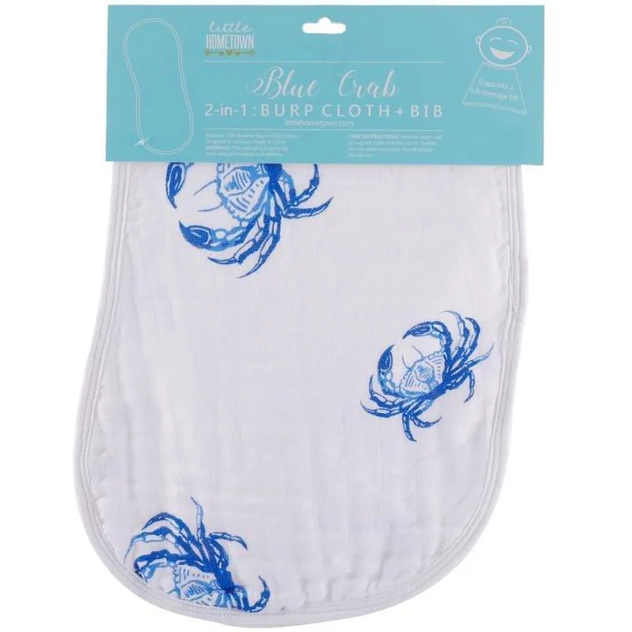 Blue Crab Baby 2-in-1 Burp Cloth and Bib