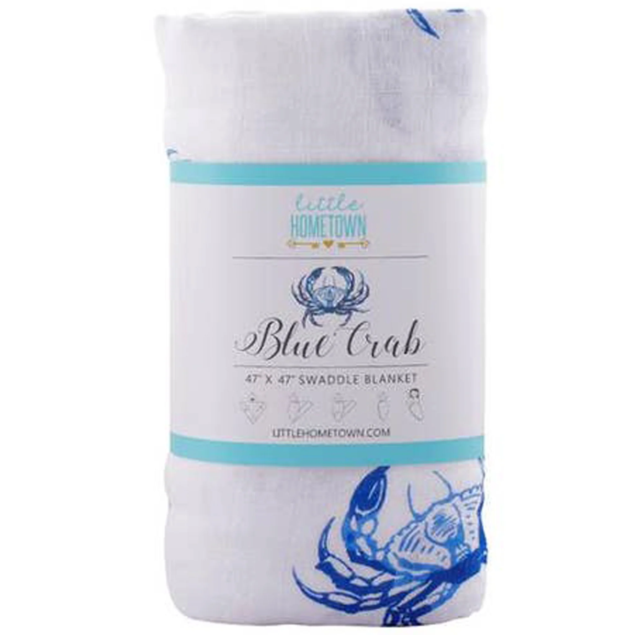 Blue Crab Baby Swaddle Muslin Receiving Blanket - Image 3