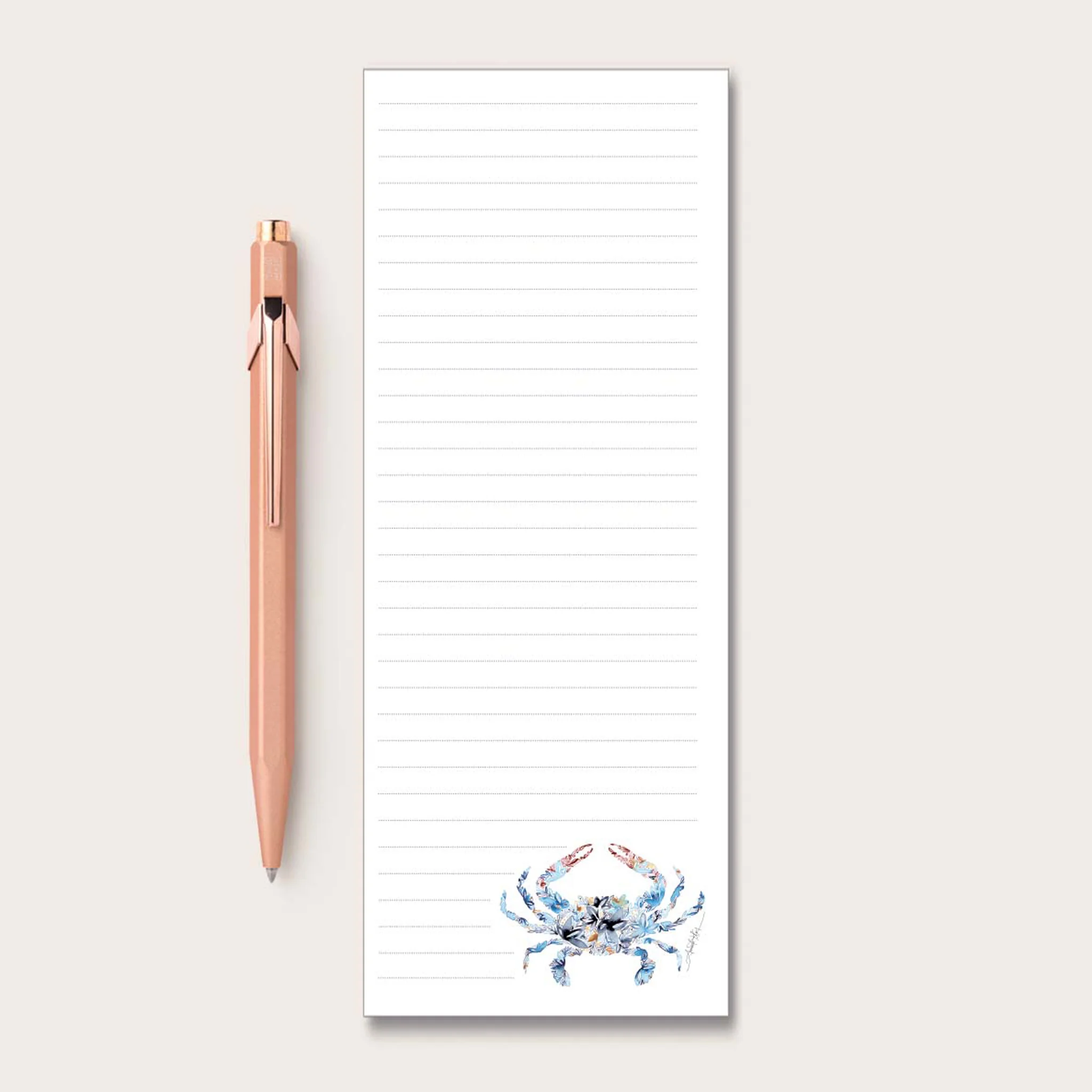 Blue Crab Floral Magnetic Notepad - Image 2