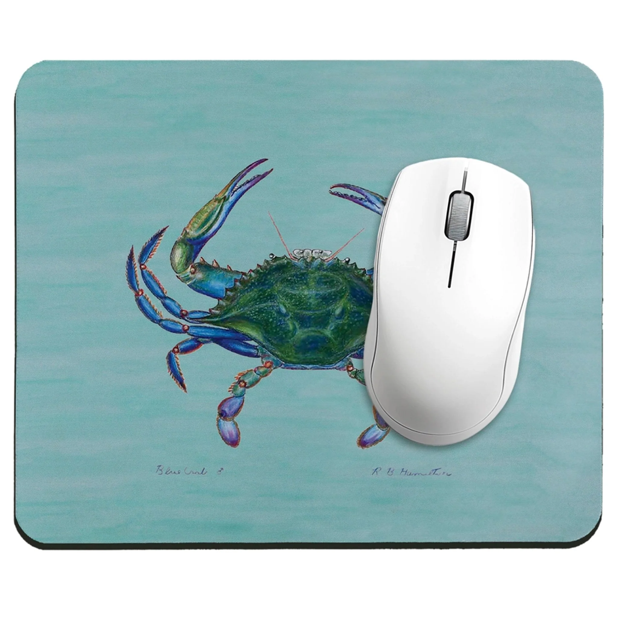 Blue Crab On Aqua Neoprene Mouse Pad - Image 2