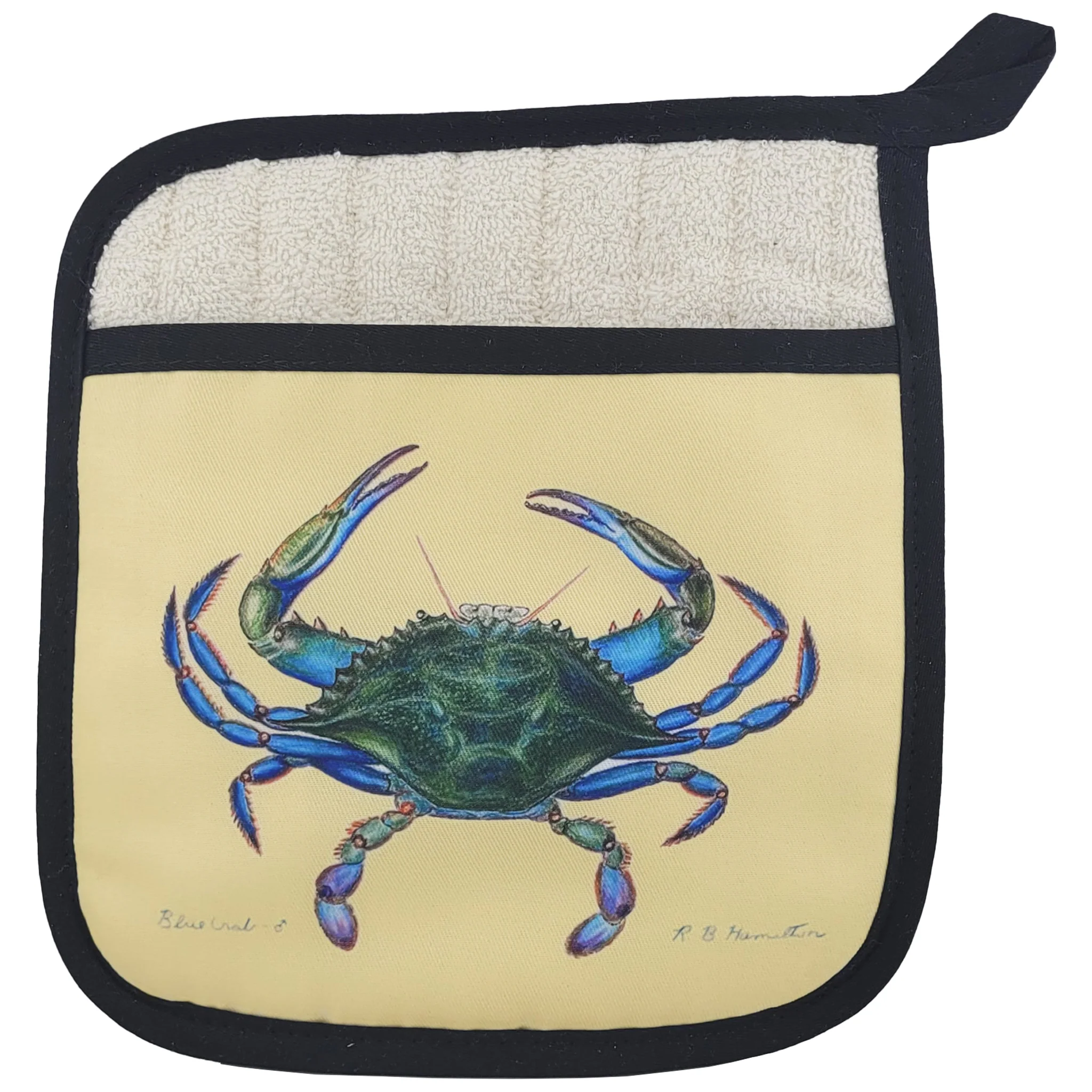 Blue Crab Pocket Potholder Yellow