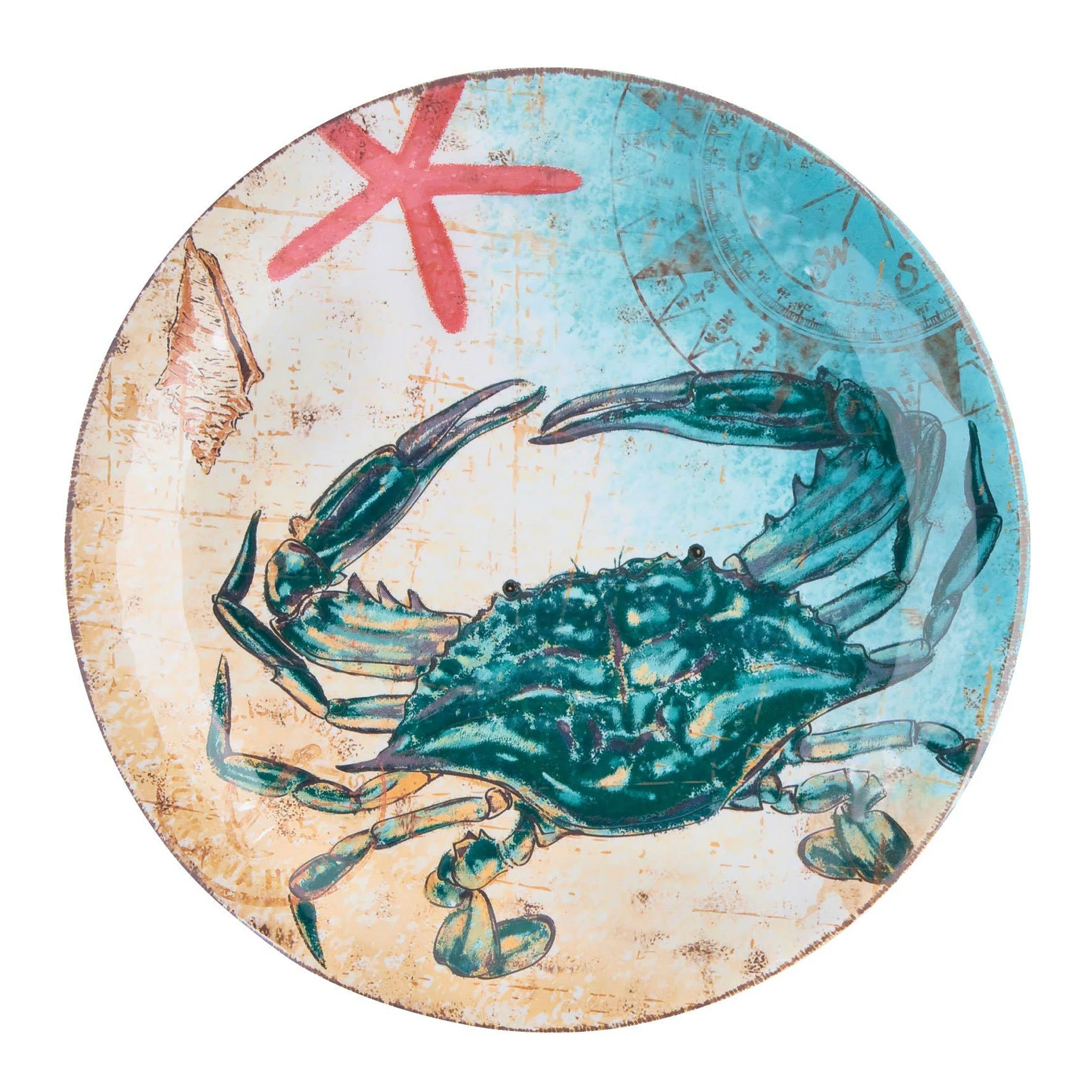 Blue Crab Sealife Melamine Plates - Dinner & Dessert Sizes - Image 2