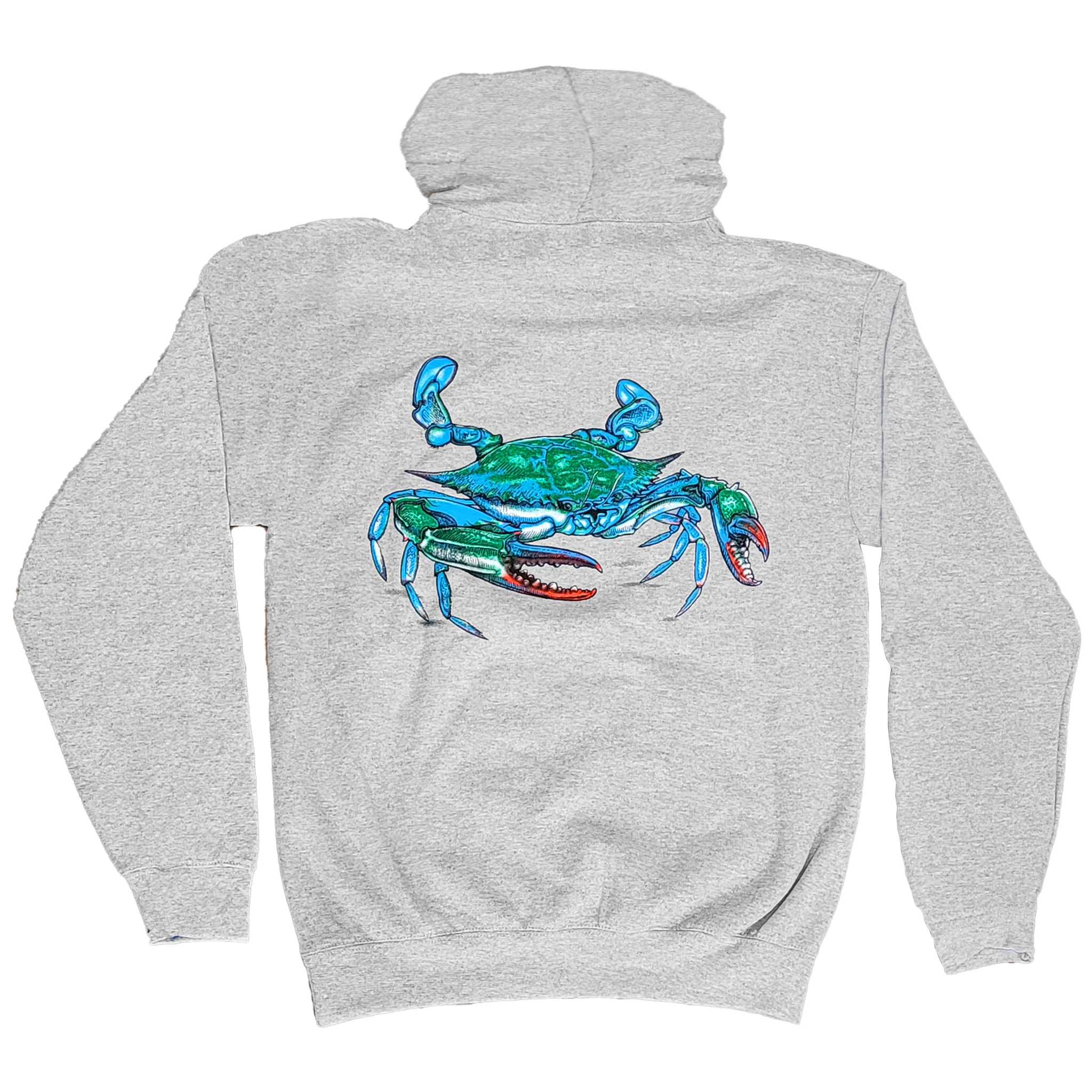Chesapeake Bay Blue Crab Two Sided Gray Hoodie