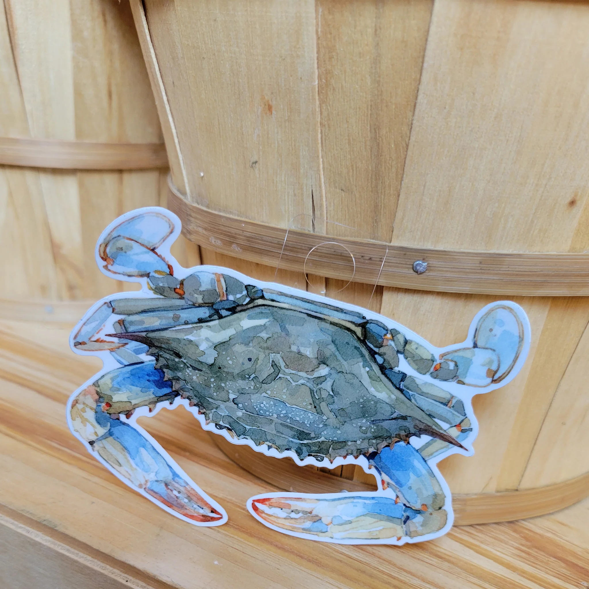 Blue Crab Watercolor Vinyl Sticker - Image 4