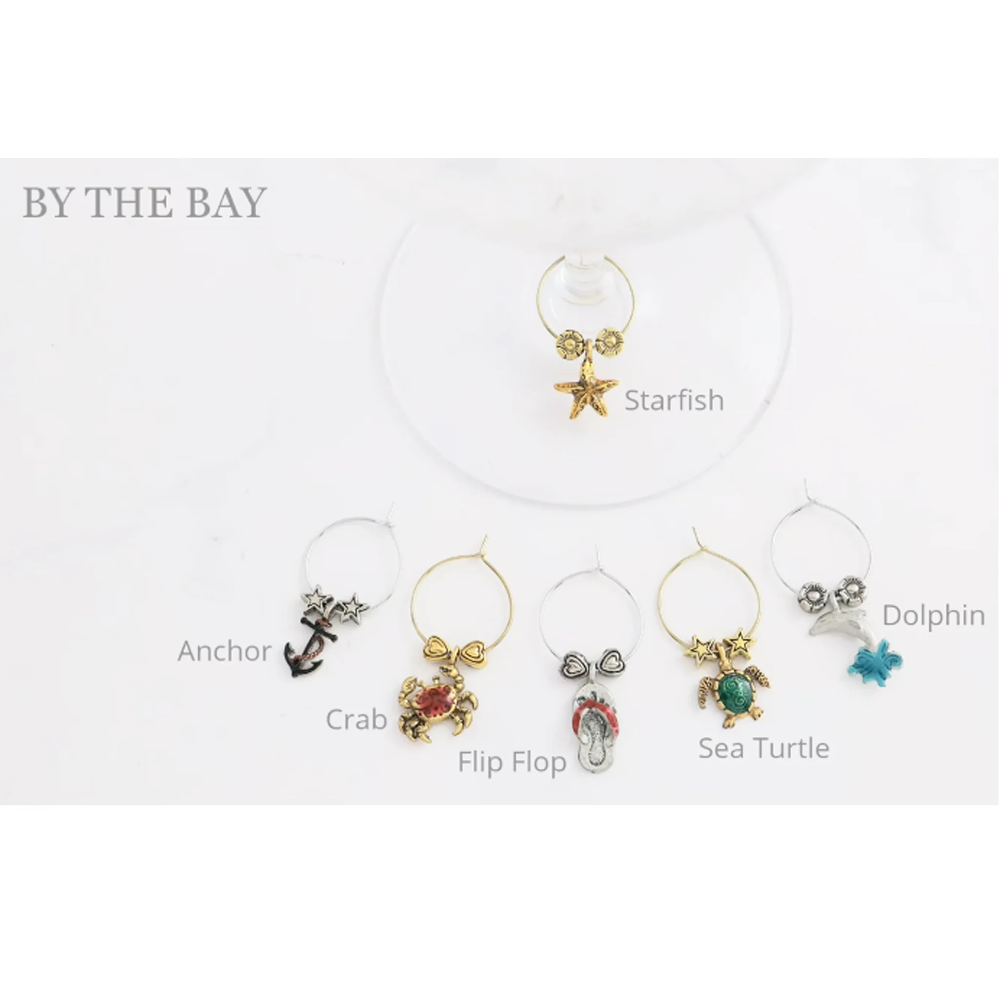 By The Bay (with Crab) Wine Charms Set of 6 - Image 2