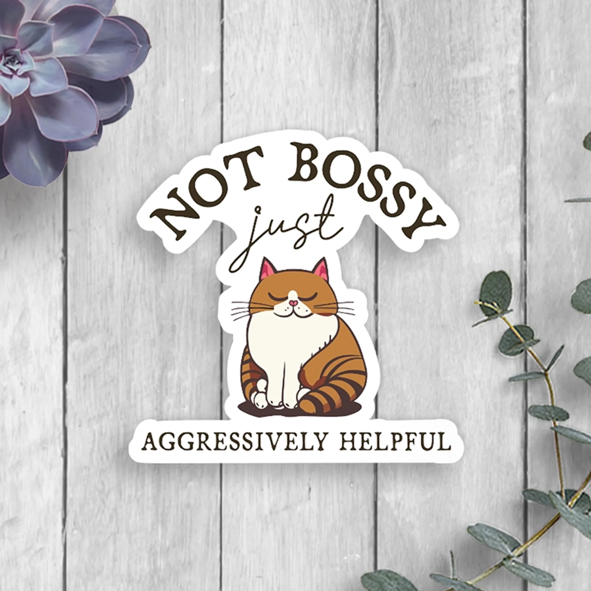 Cat Not Bossy Just Aggressively Helpful Vinyl Sticker - Image 2