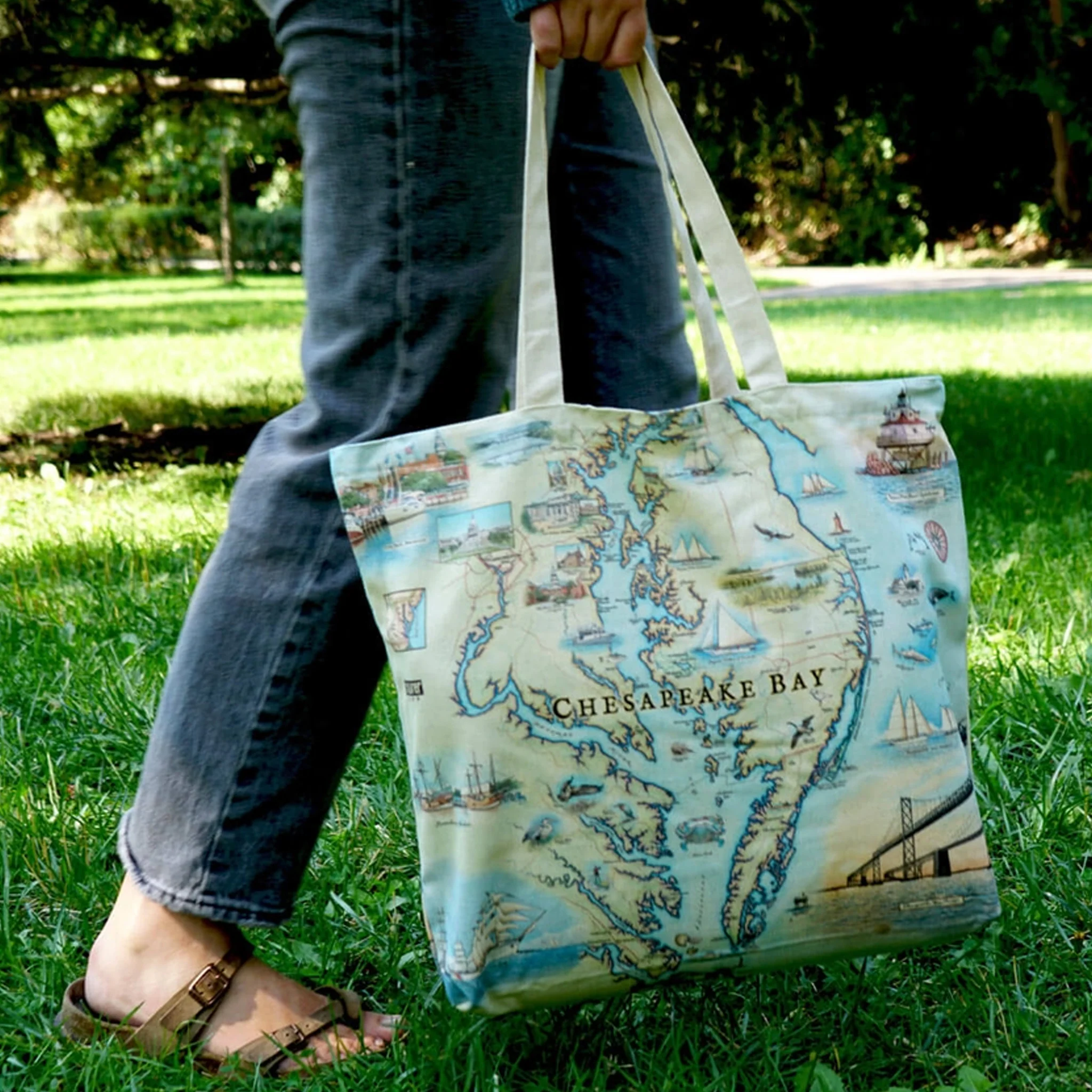 Chesapeake Bay Map Canvas Totebag - Image 2