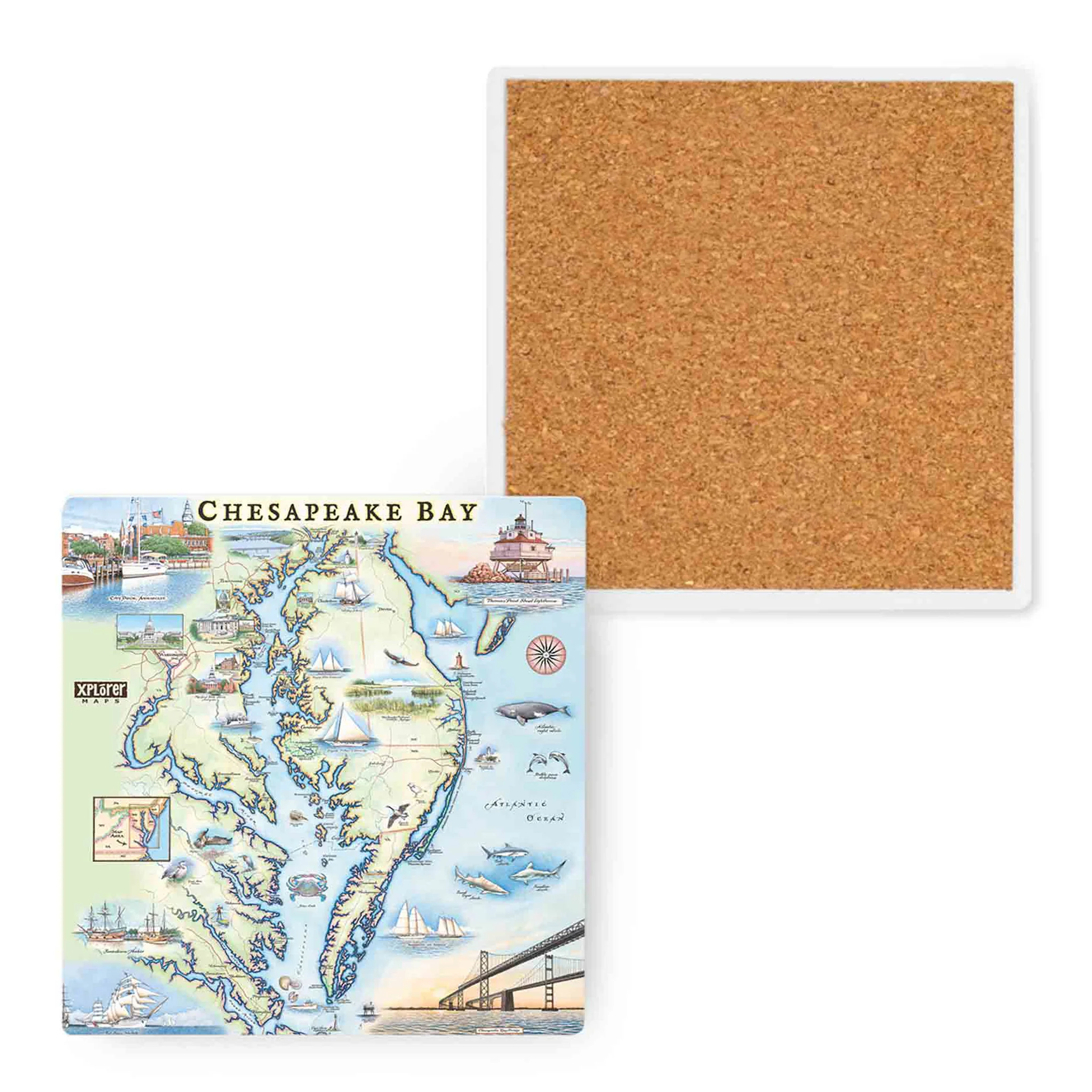 Chesapeake Bay Map Ceramic Drink Coaster - Image 2