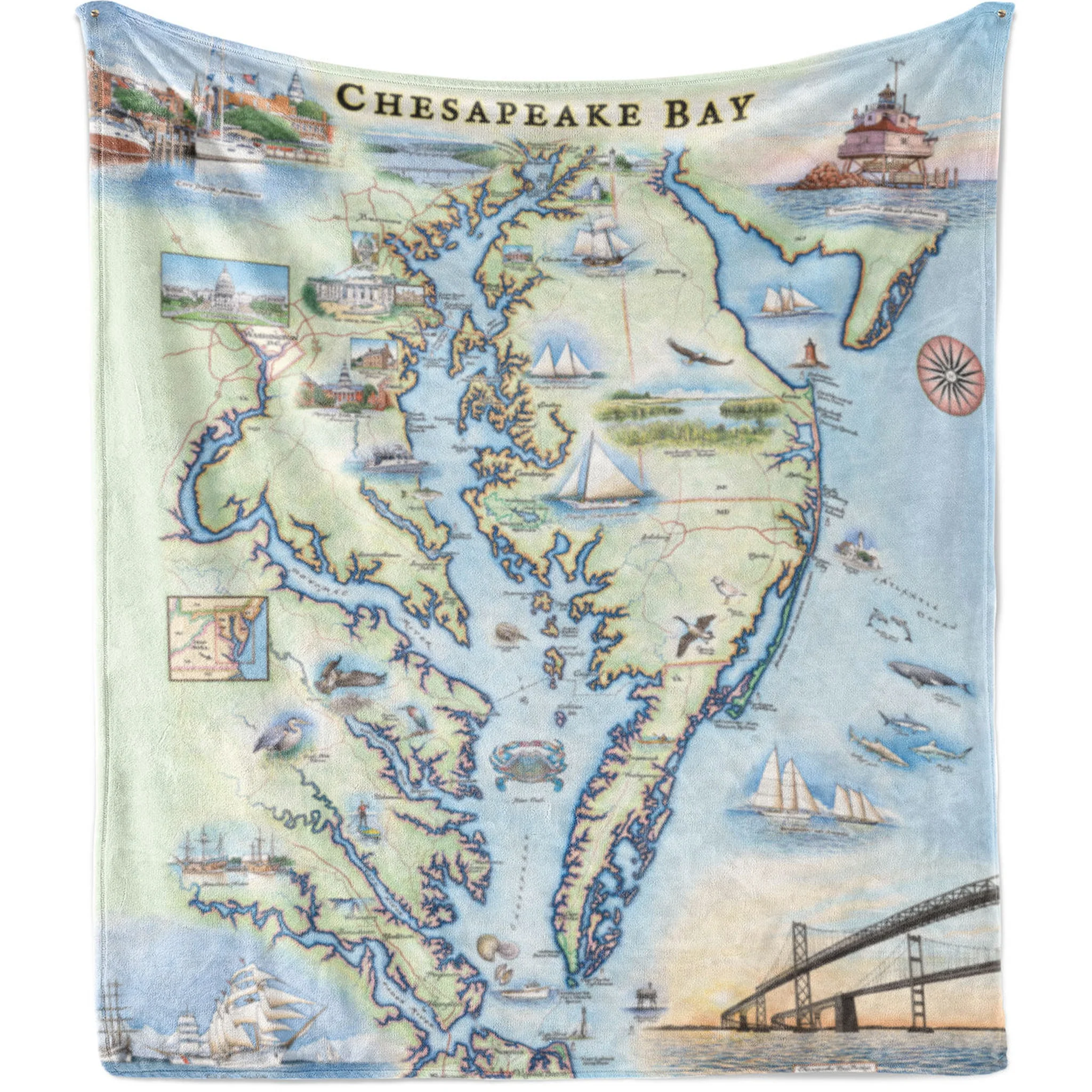Chesapeake Bay Map Fleece Blanket - Image 2