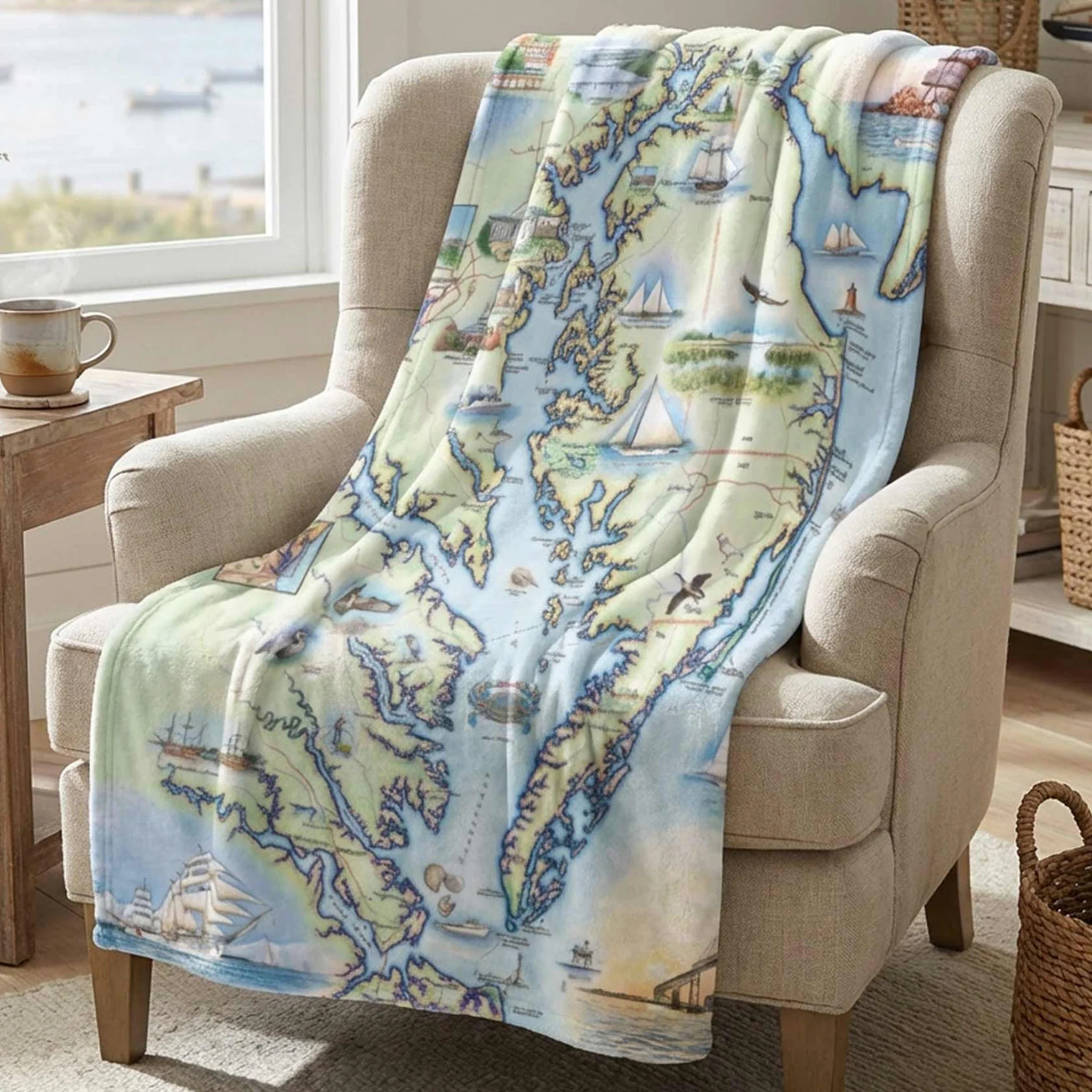 Chesapeake Bay Map Fleece Blanket - Image 3