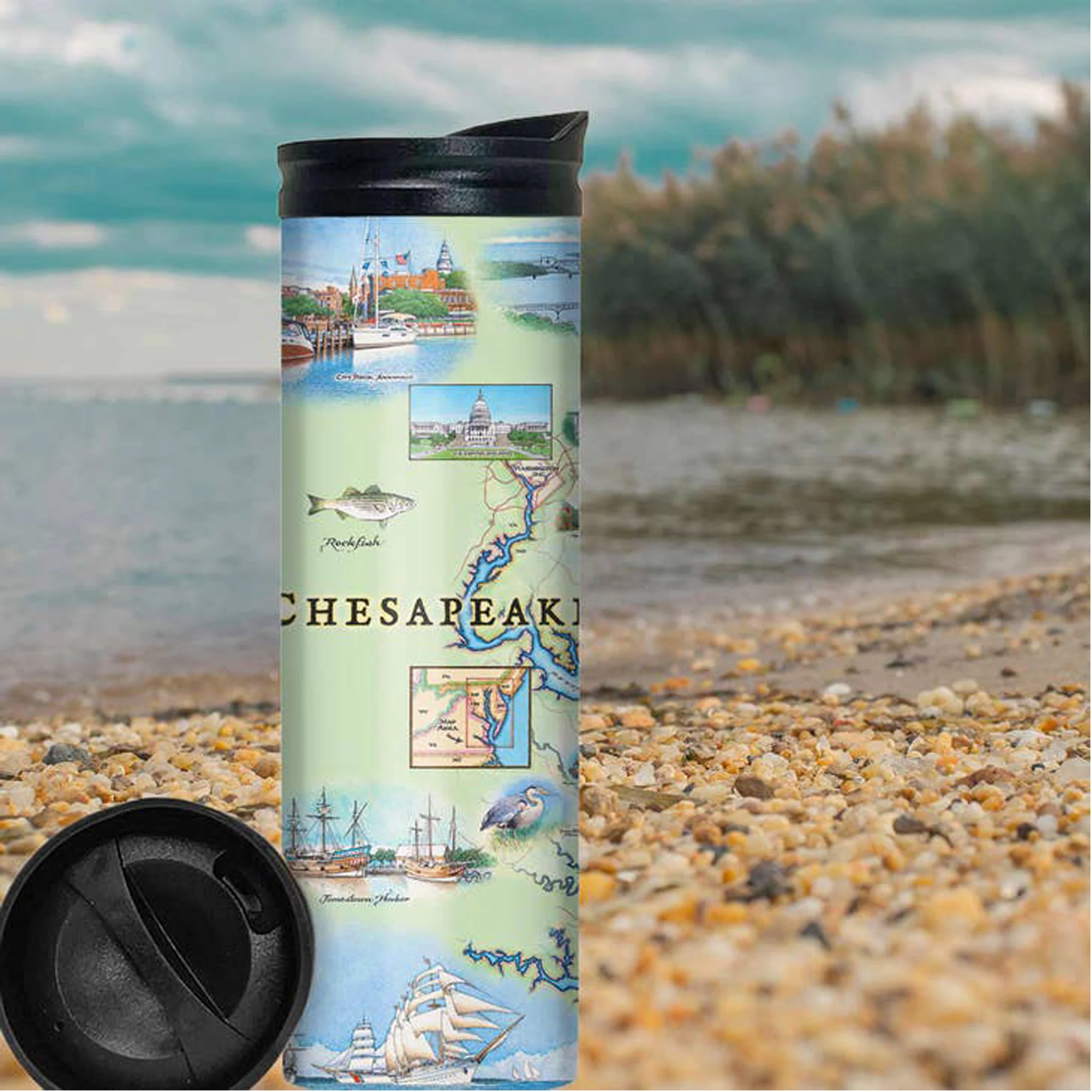 Chesapeake Bay Map Stainless Steel Travel Tumbler - Image 4