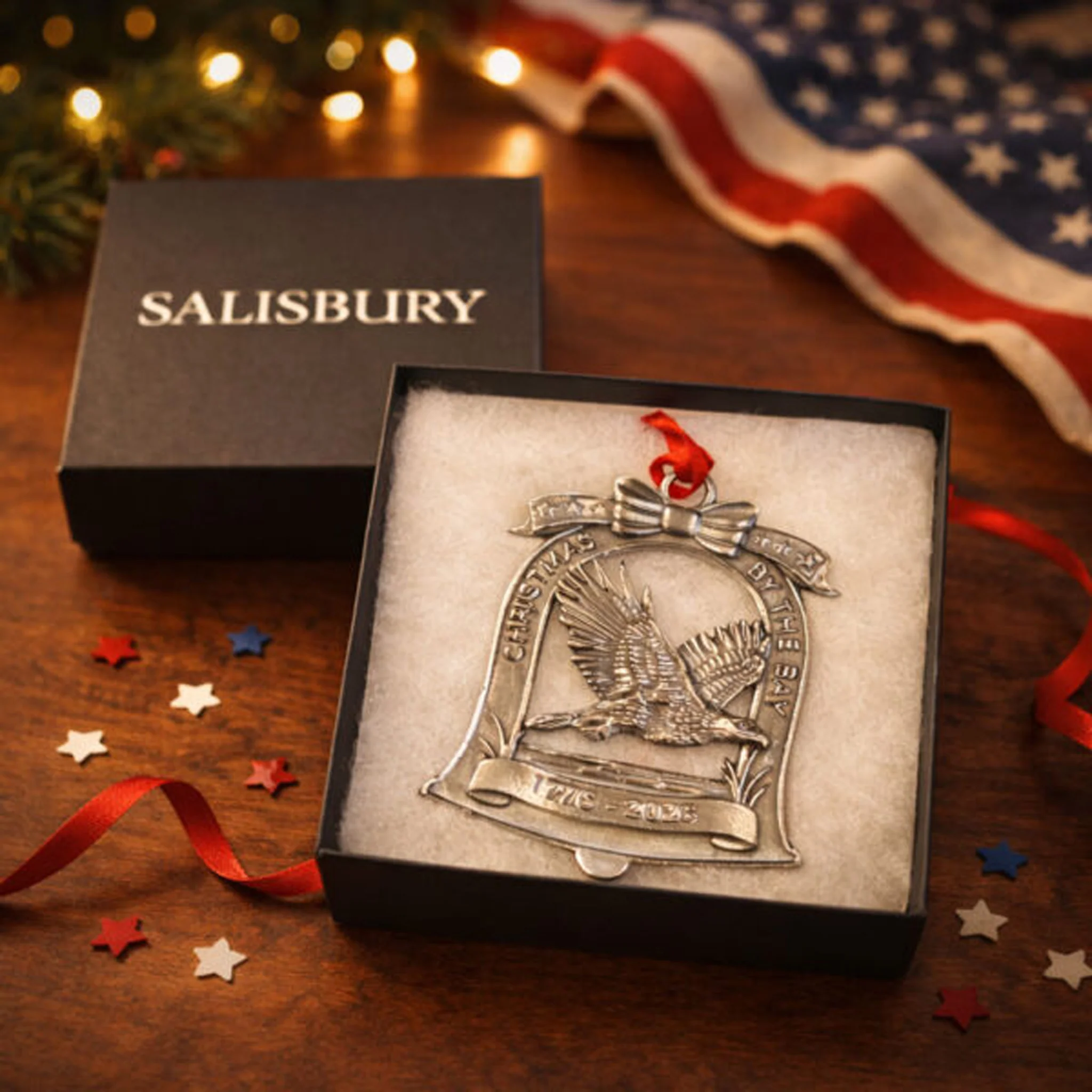 Christmas By The Bay 1776-2026 Pewter Ornament - Image 2