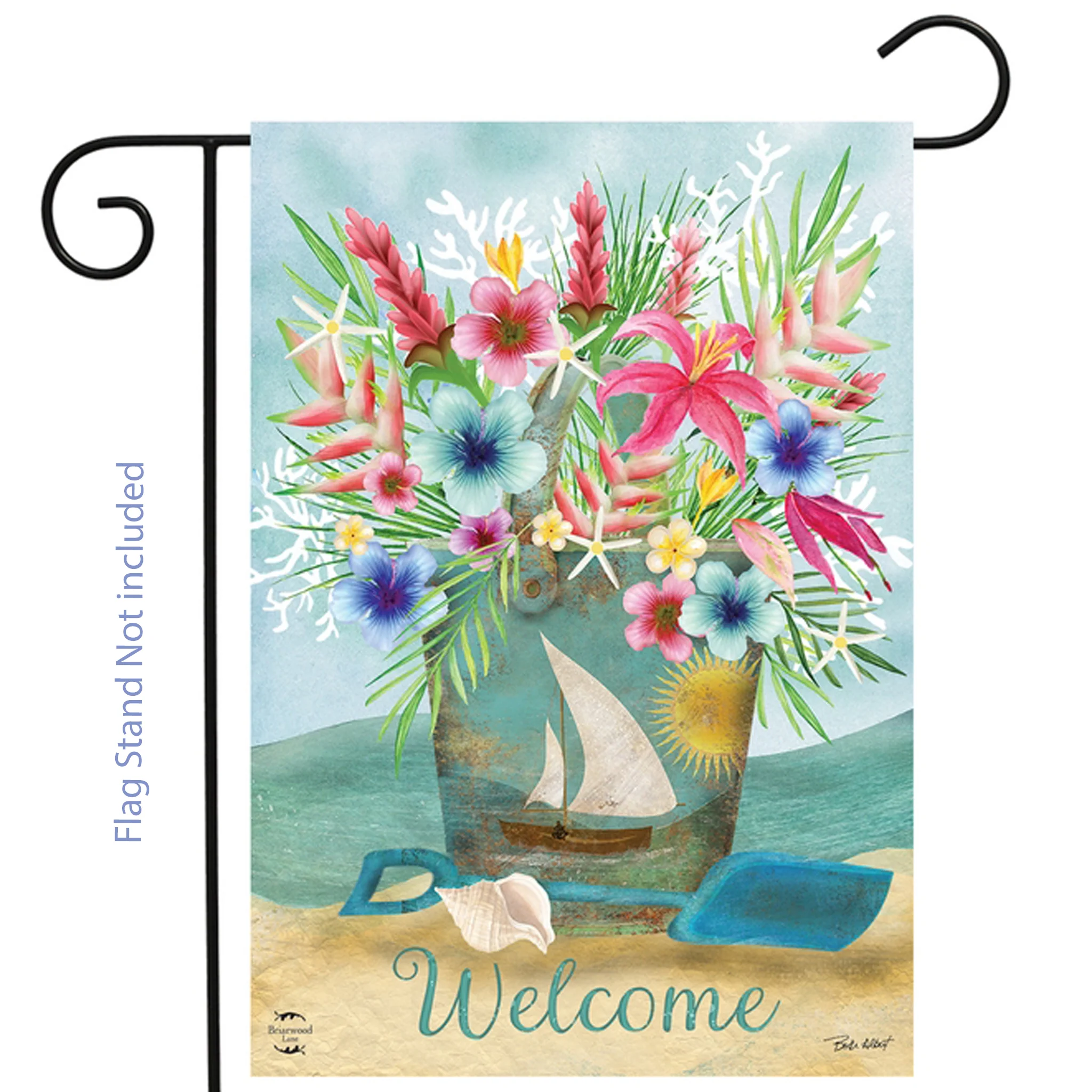 Coastal Flowers Welcome (Sleeve) Flag - Image 2
