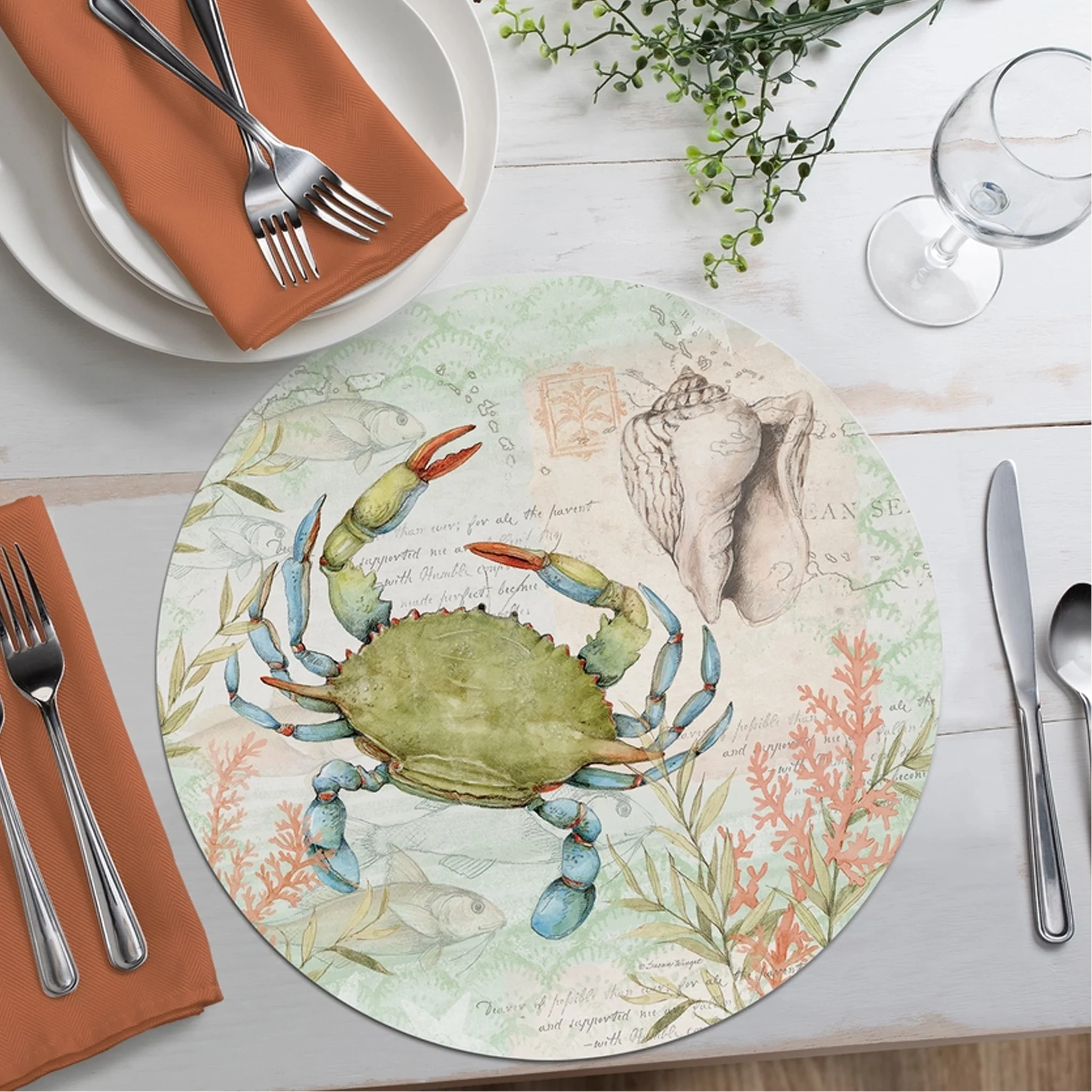 Blue Crab and Sea Turtle Reversible Placemat - Image 2
