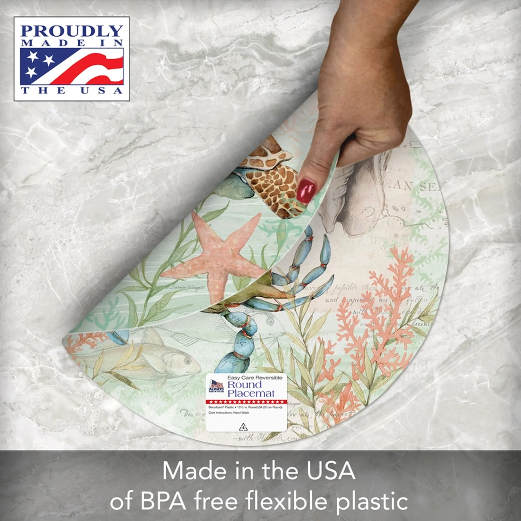 Blue Crab and Sea Turtle Reversible Placemat - Image 4